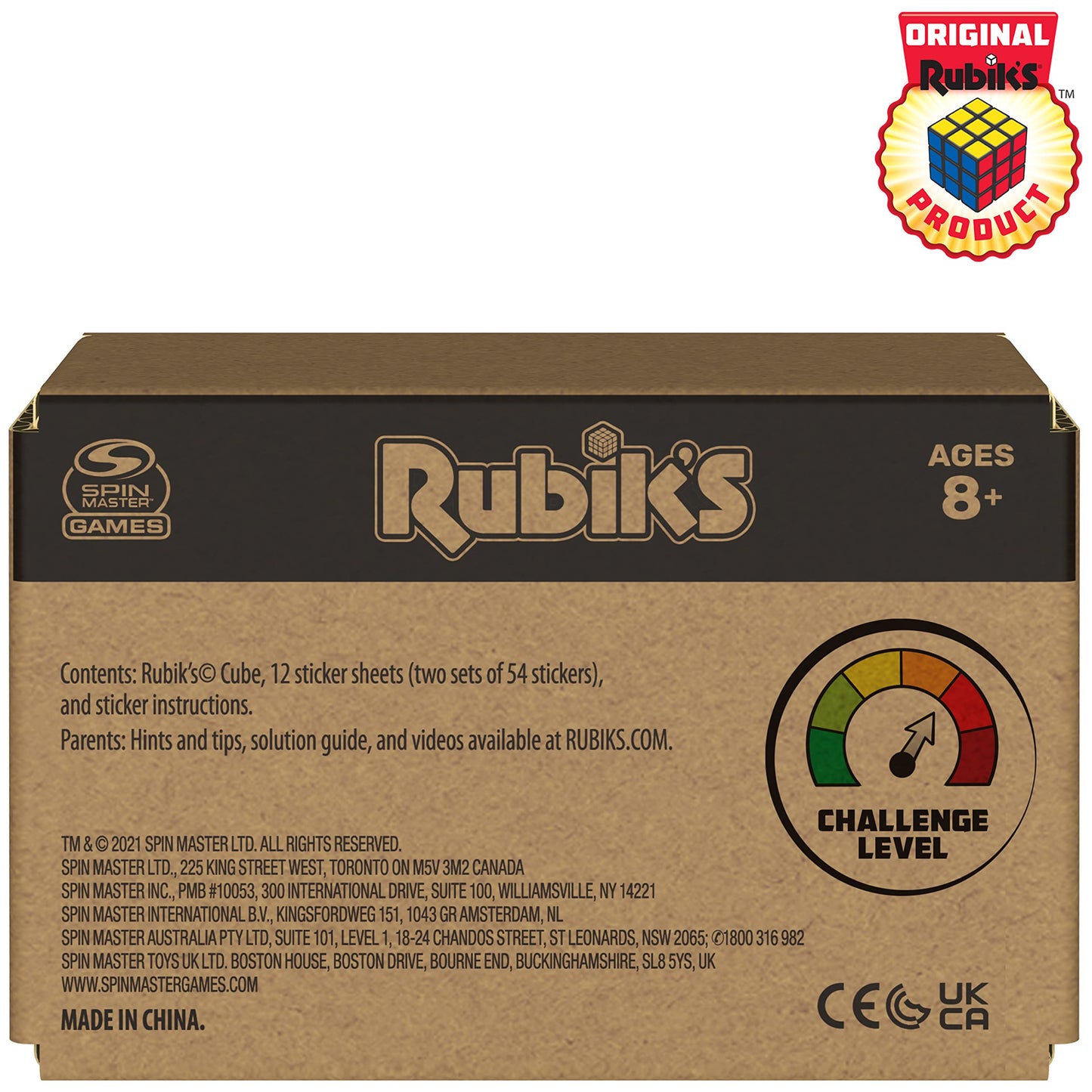 Rubik's Cube Original 3x3 with Removable Stickers — Customizable Puzzle & Fidget Toy
