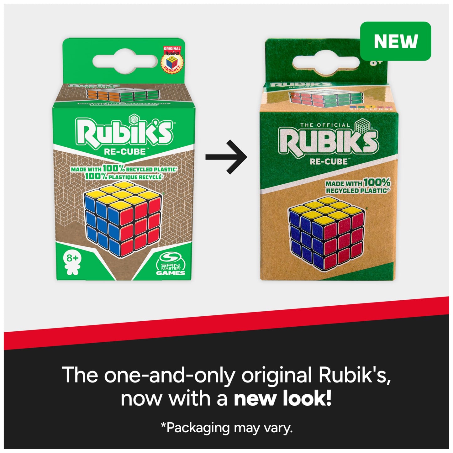 Rubik's Re-Cube 3x3: Original Puzzle Made with 100% Recycled Plastic