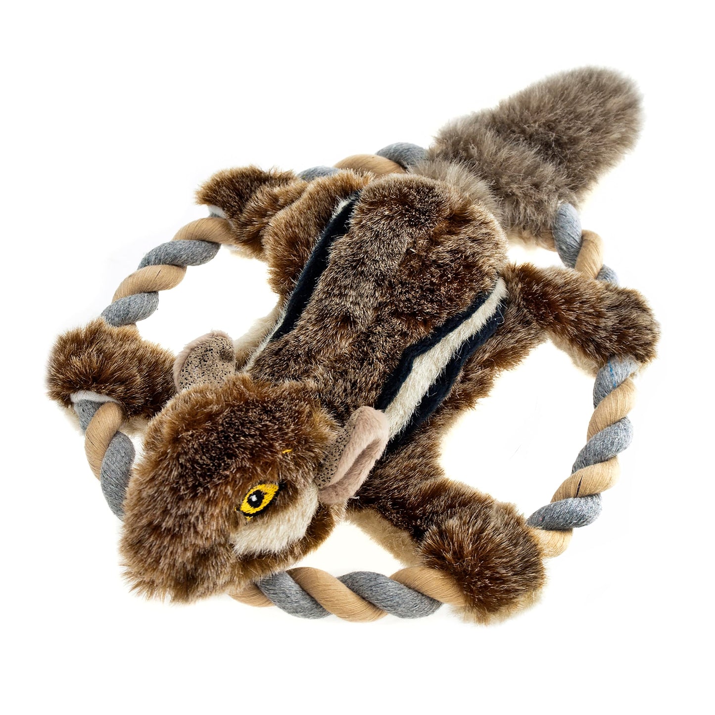 RUFFIN' IT Rhode Island Woodlands Chipmunk Plush Toy with Rope Ring – All Breed Sizes, 8.5-inch
