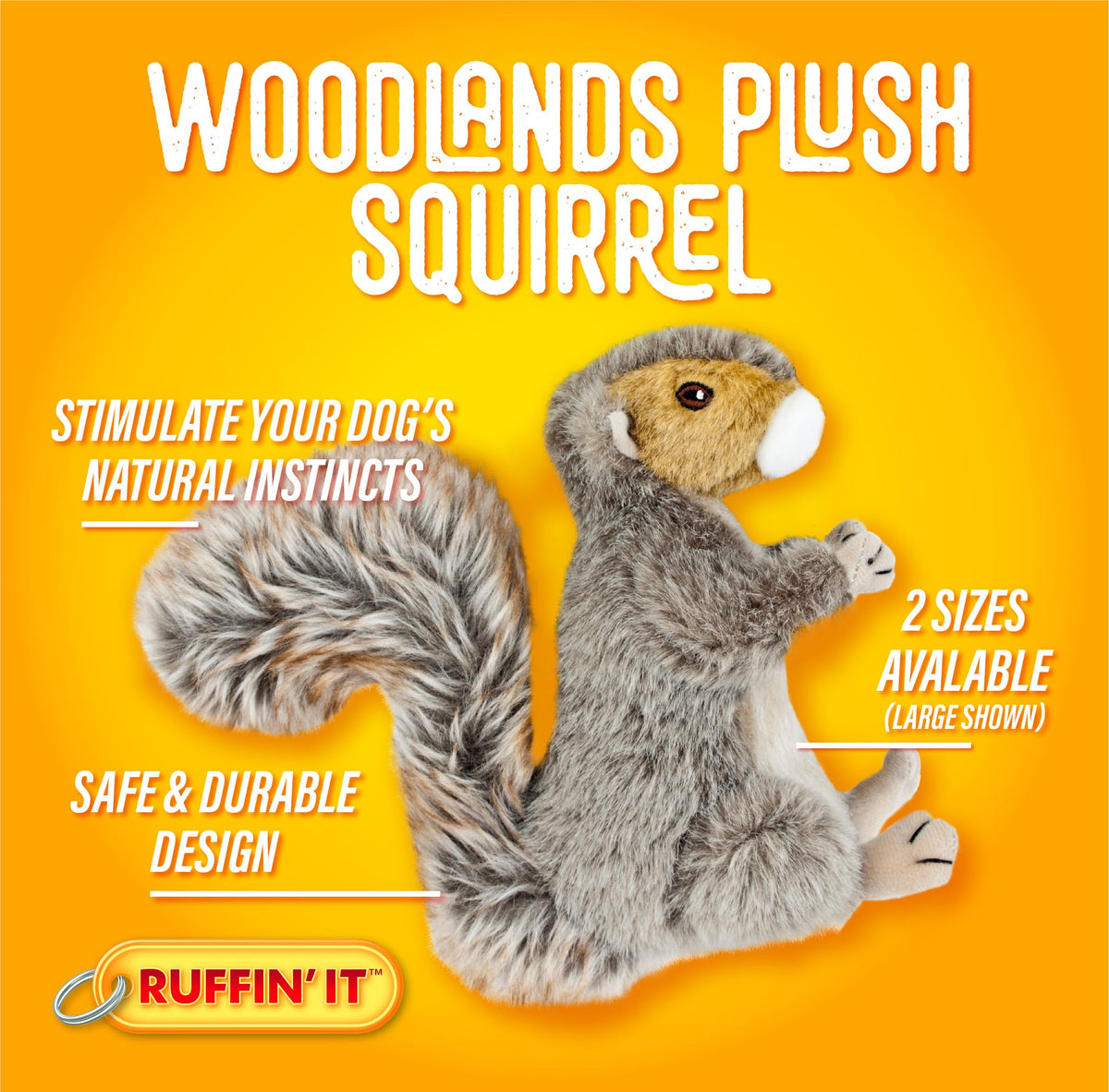 Ruffin' It Rhode Island Textile Woodlands Plush Squirrel Large Dog Toy Multi