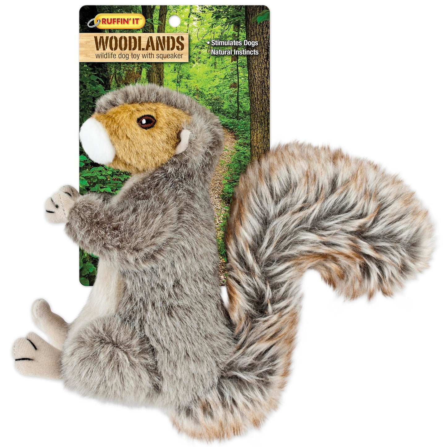 Ruffin' It Rhode Island Textile Woodlands Plush Squirrel Large Dog Toy Multi