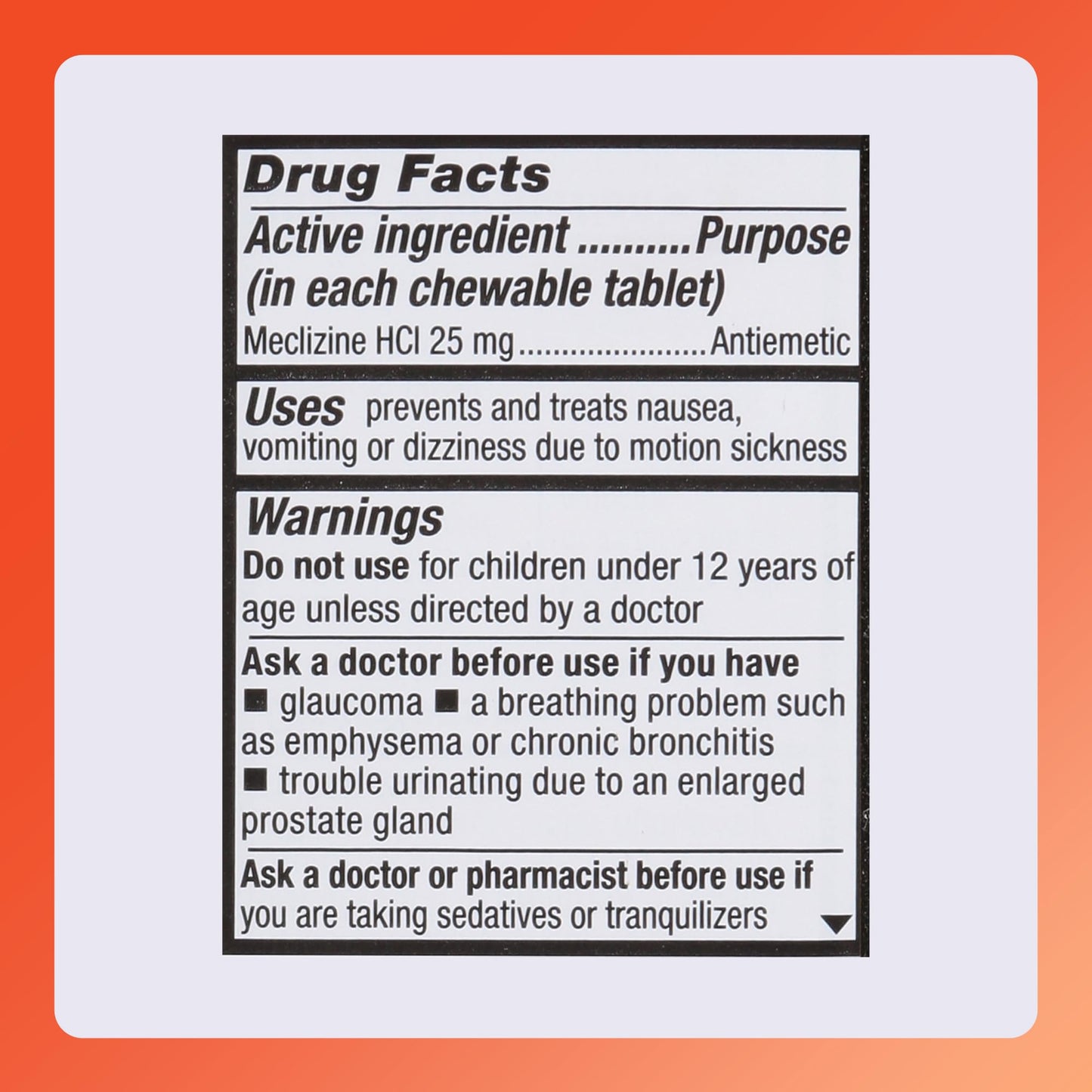 Rugby Meclizine 25mg Chewables – Motion Sickness Relief, 100 Count (3 Pack) | Rugby Laboratories