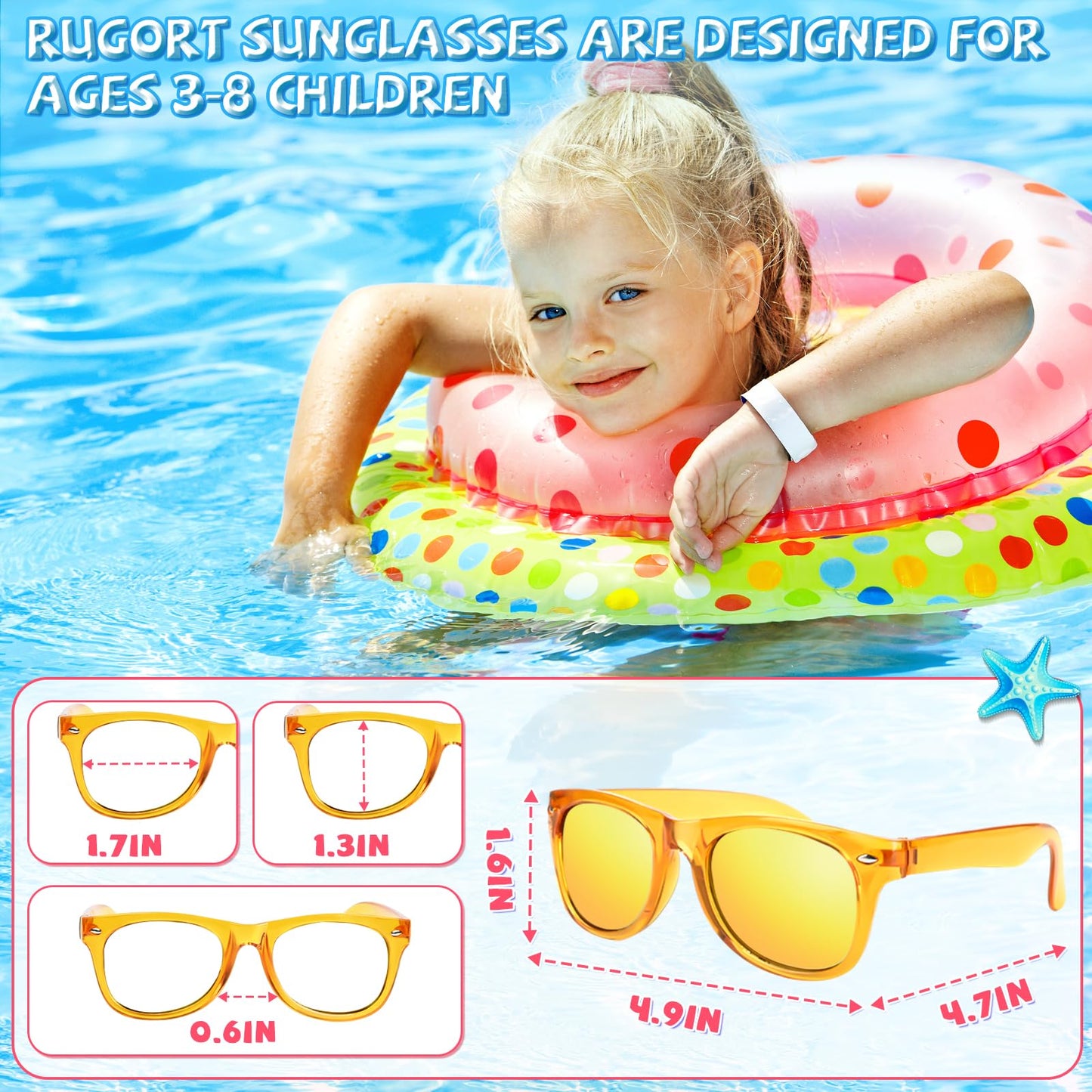Rugort Kids Sunglasses 32-Pack Party Favors – UV400 Neon Colors for Ages 3-8