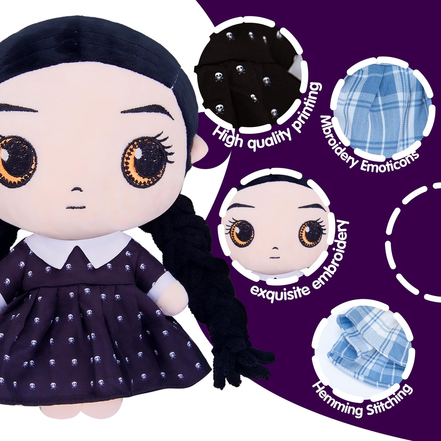 Rugvan Girls Plush Doll with 3 Dress-Up Outfits — 10-Inch Halloween Plush Toy for Kids
