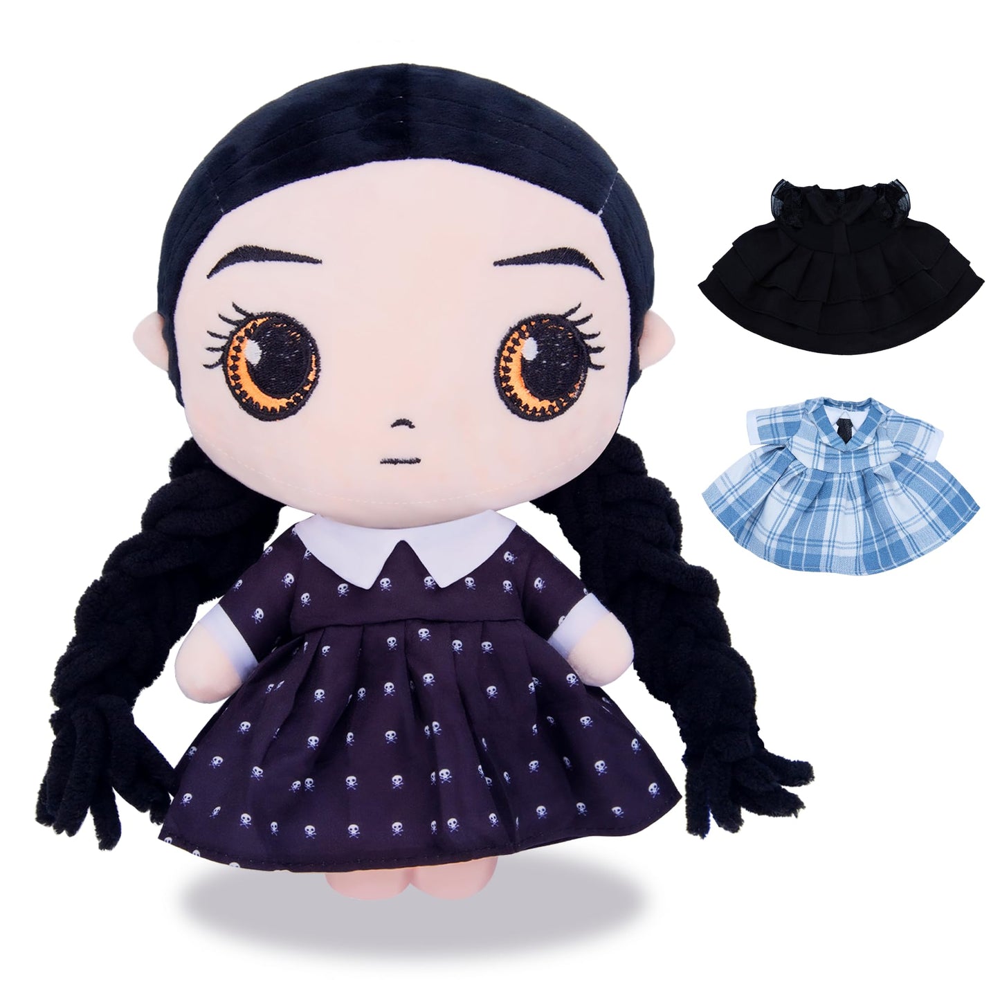 Rugvan Girls Plush Doll with 3 Dress-Up Outfits — 10-Inch Halloween Plush Toy for Kids