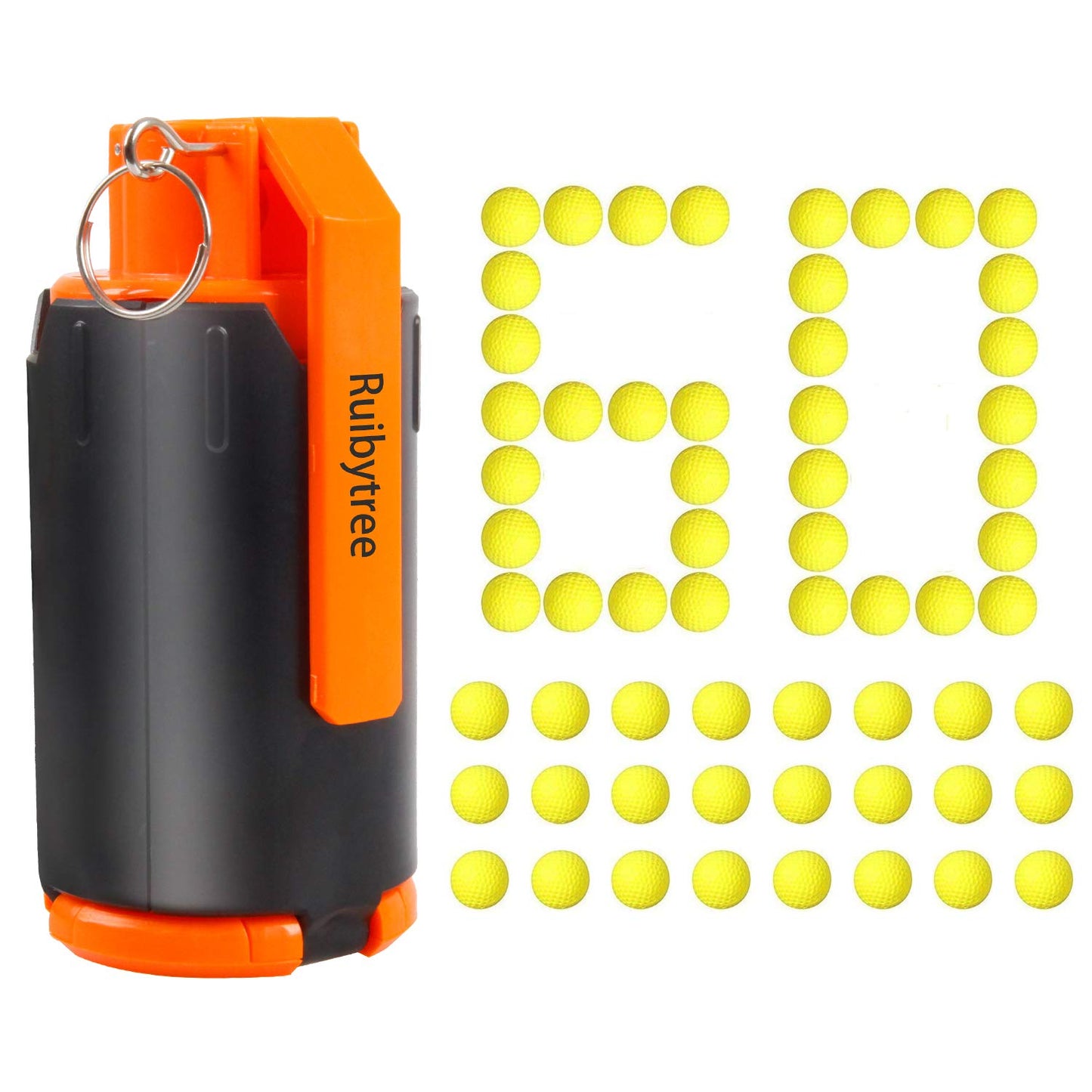 Ruibytree Tactical Plastic Toy Bomb for Nerf CS Battle Game – 60 Rounds Refills (Orange)