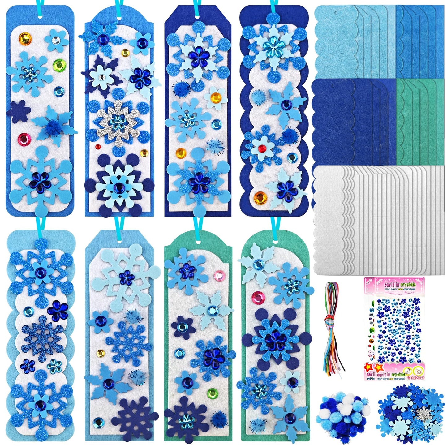 Ruicnte 24 Sets Christmas Craft Kits for Kids – DIY Snowflake Bookmarks & Ornaments