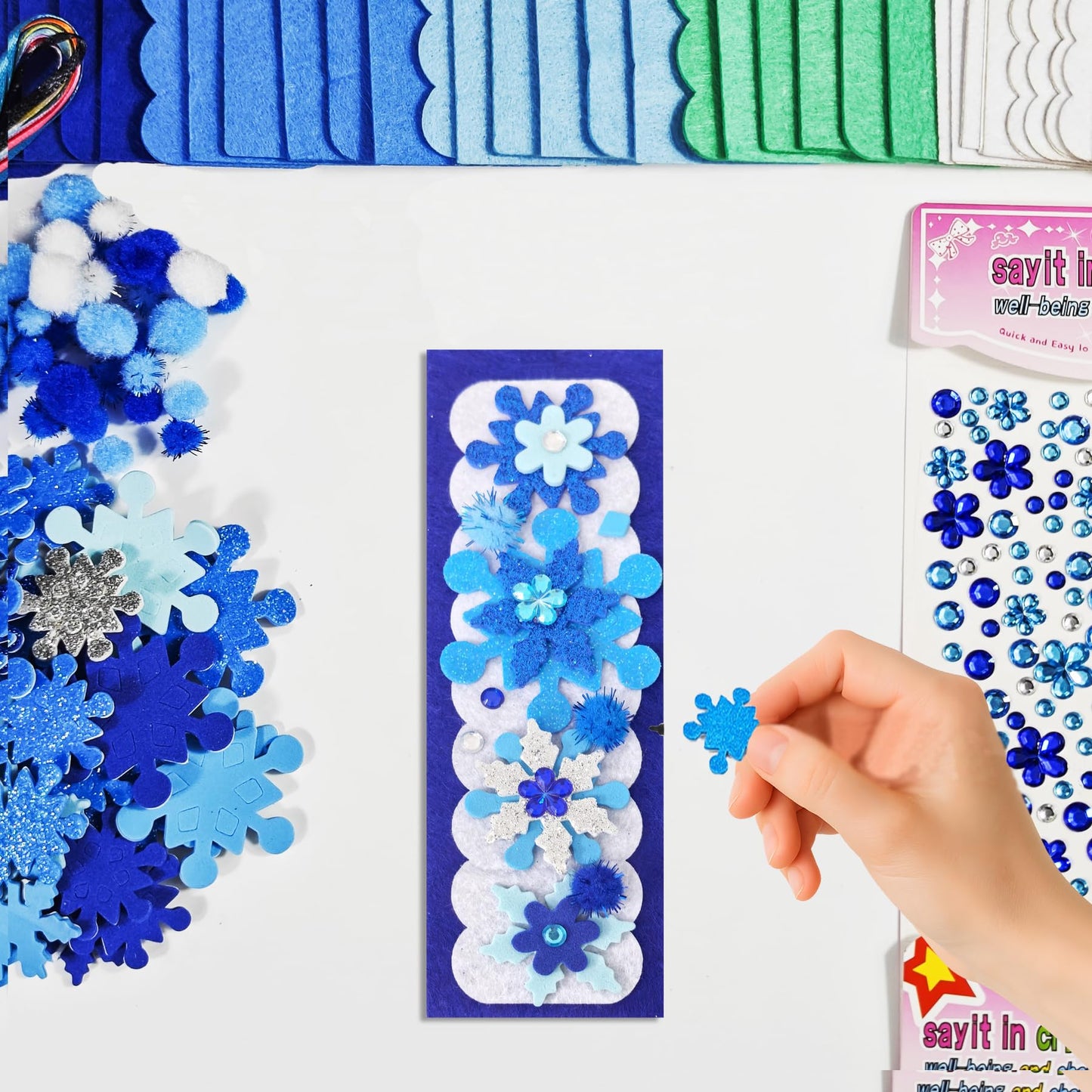 Ruicnte 24 Sets Christmas Craft Kits for Kids – DIY Snowflake Bookmarks & Ornaments
