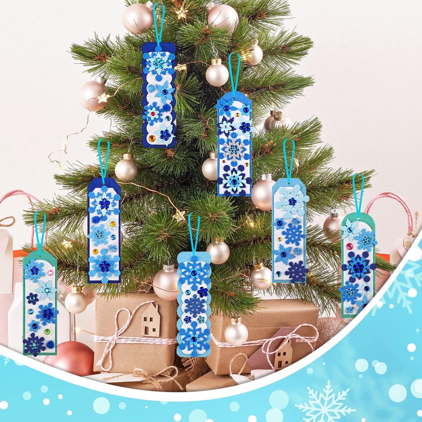 Ruicnte 24 Sets Christmas Craft Kits for Kids – DIY Snowflake Bookmarks & Ornaments