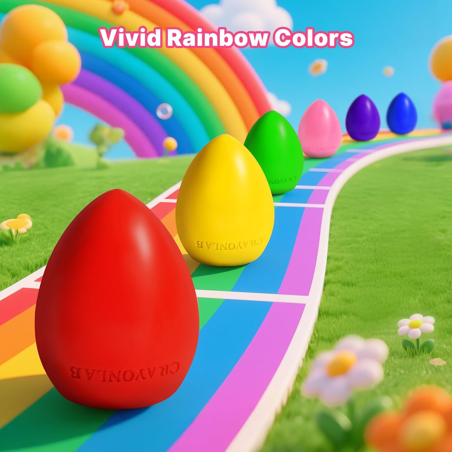 RuiHawk Egg Crayons for Toddlers – 16 Colors, Easy-Grip, Anti-Roll, Washable & Non-Toxic