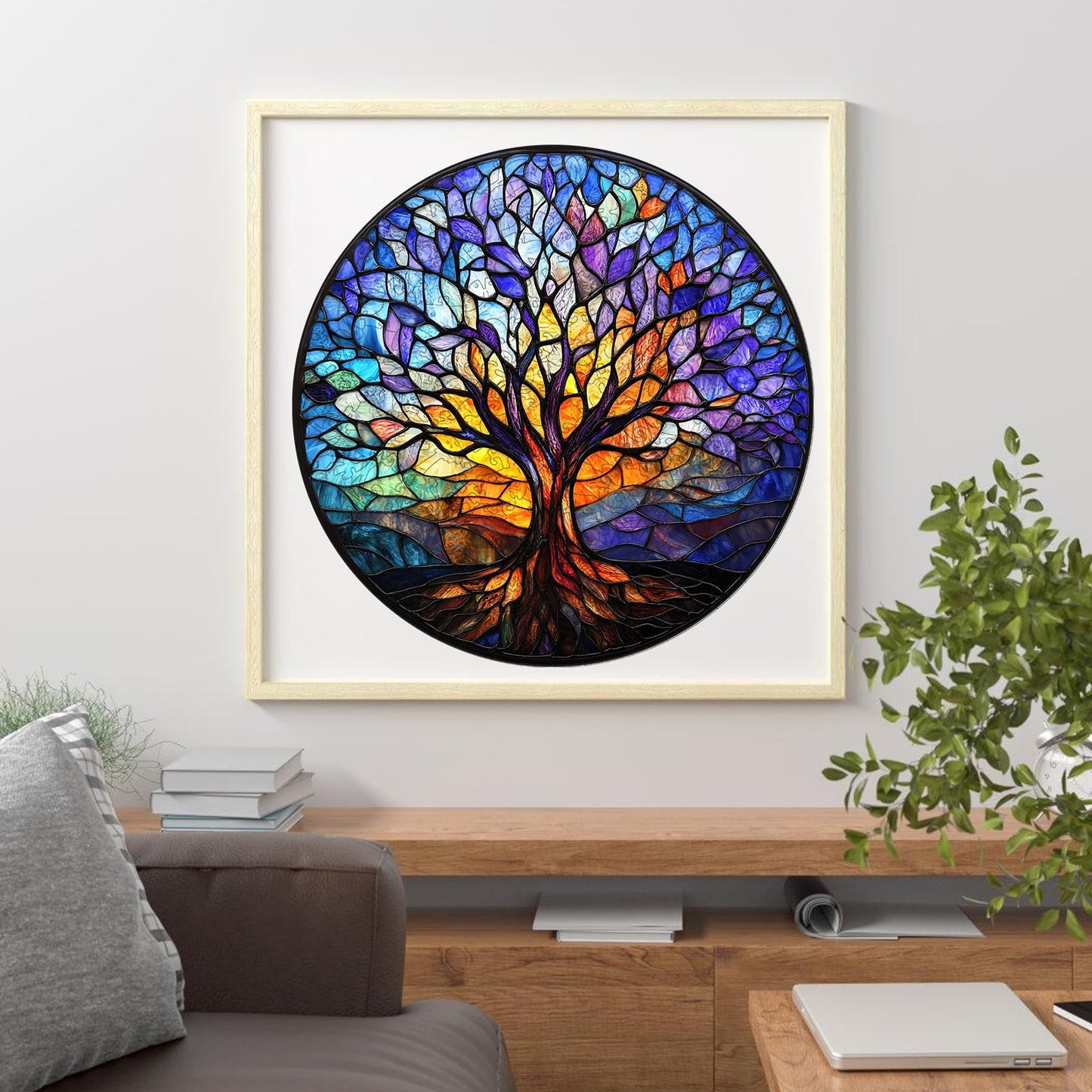 Ruikiyart 500-Piece Wooden Puzzle — Tree of Life Mosaic, 5mm Thick, 17.3”x18.4”