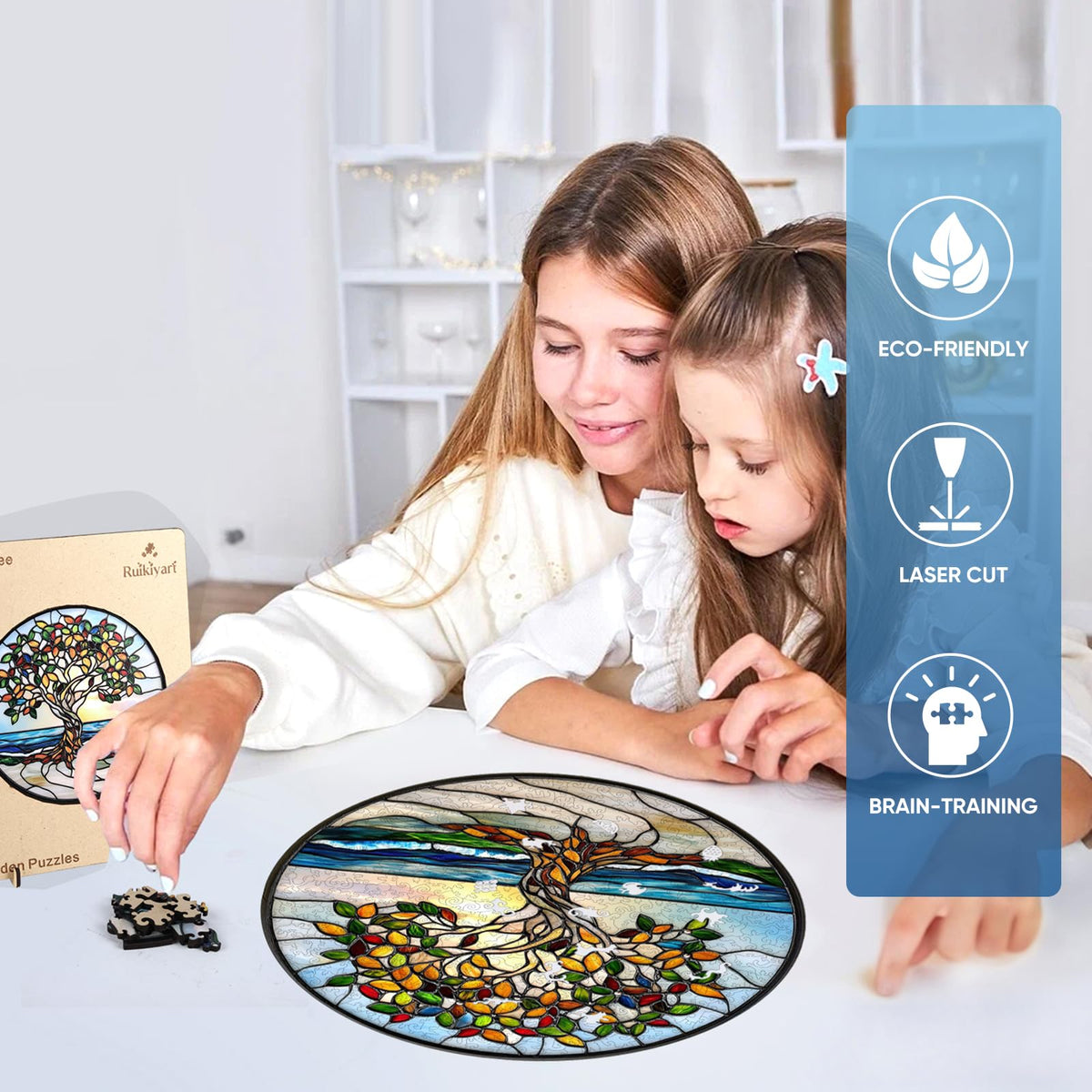 Ruikiyart Tree Puzzles for Adults – 500 Pieces, Tree of Life Wooden Jigsaw Puzzle (16.5 x 16.5 in) – Family Puzzle Games & Home Decor