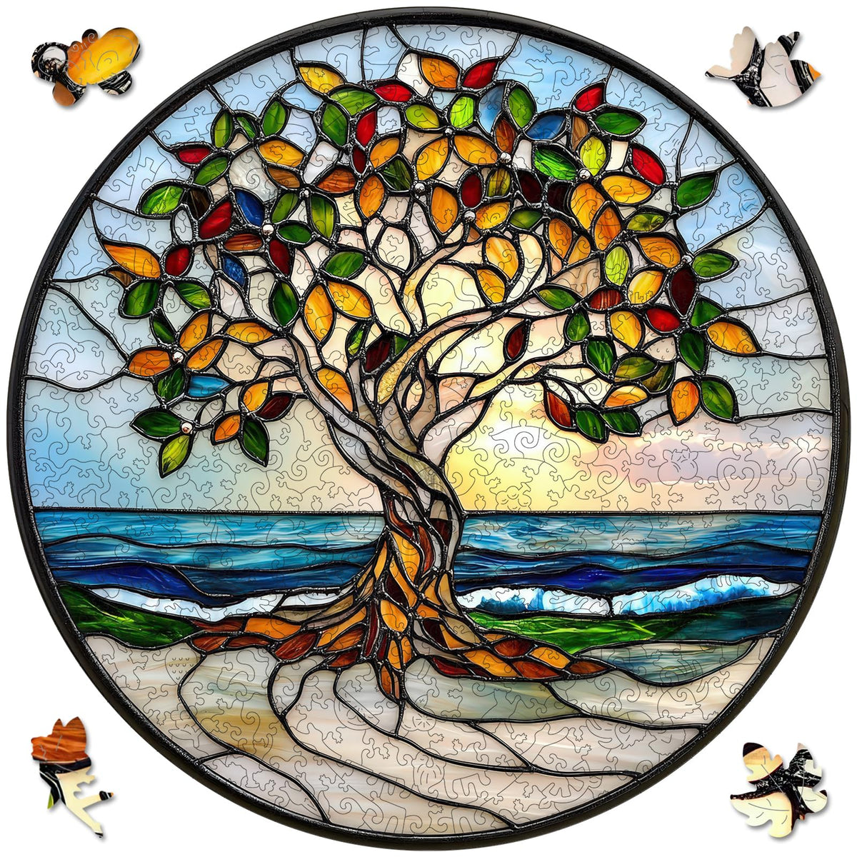 Ruikiyart Tree Puzzles for Adults – 500 Pieces, Tree of Life Wooden Jigsaw Puzzle (16.5 x 16.5 in) – Family Puzzle Games & Home Decor