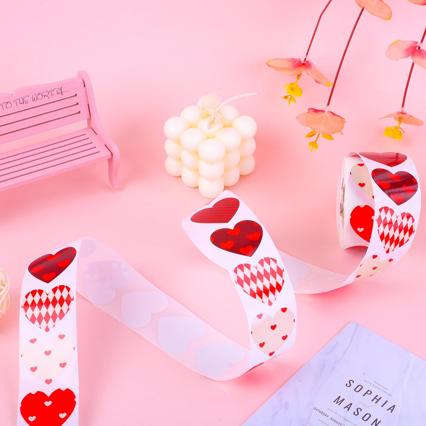 Ruisita 600 Pieces Valentine's Day Stickers – Self-Adhesive Assorted Styles for Cards, Gifts, and Decor