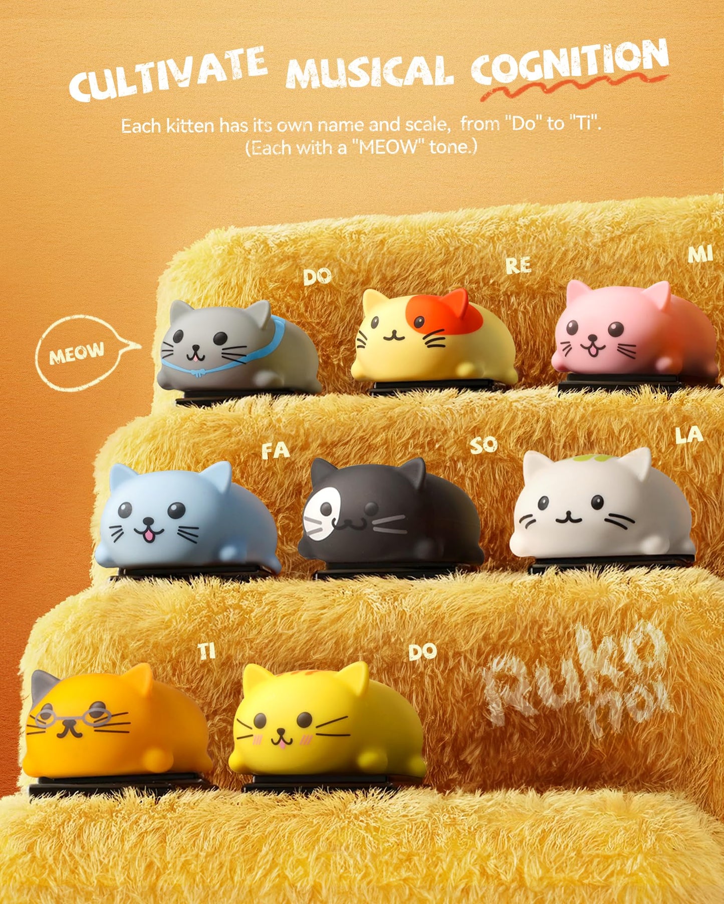 Ruko 1701 Musical Cats Piano Keyboards - 8 Cat Themed Kid Musical Toy for Ages 3-9