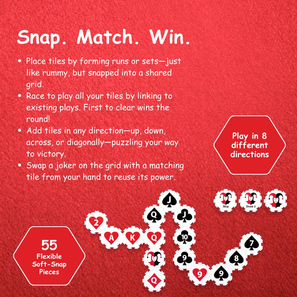 RUMMY SNAP – Strategy Tile Game for 2-4 Players | Family Fun for Ages 8+
