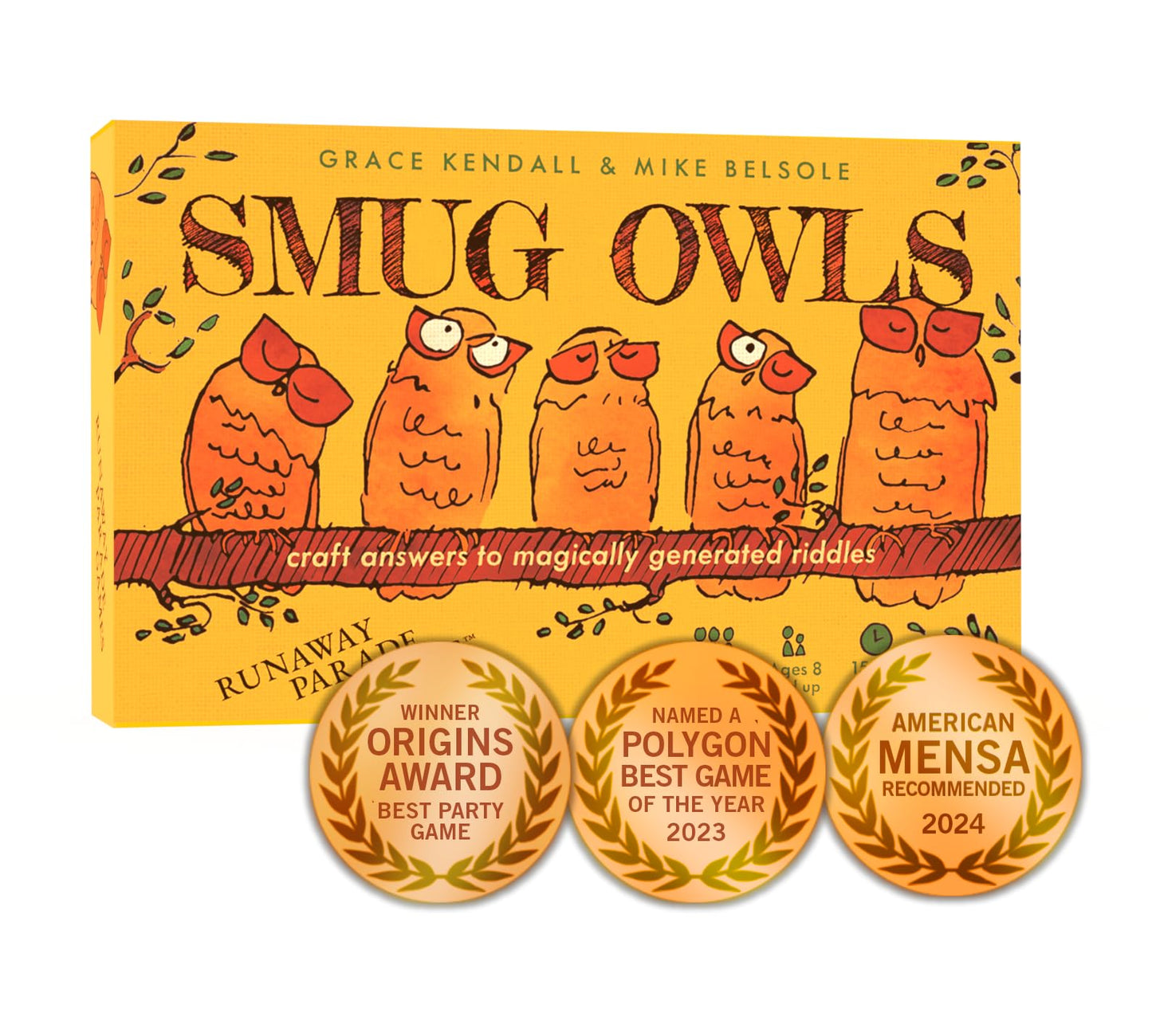 Runaway Parade Games Smug Owls Card Game – Award-Winning Hilarious Riddle-Solving Party Game for 3-15 Players