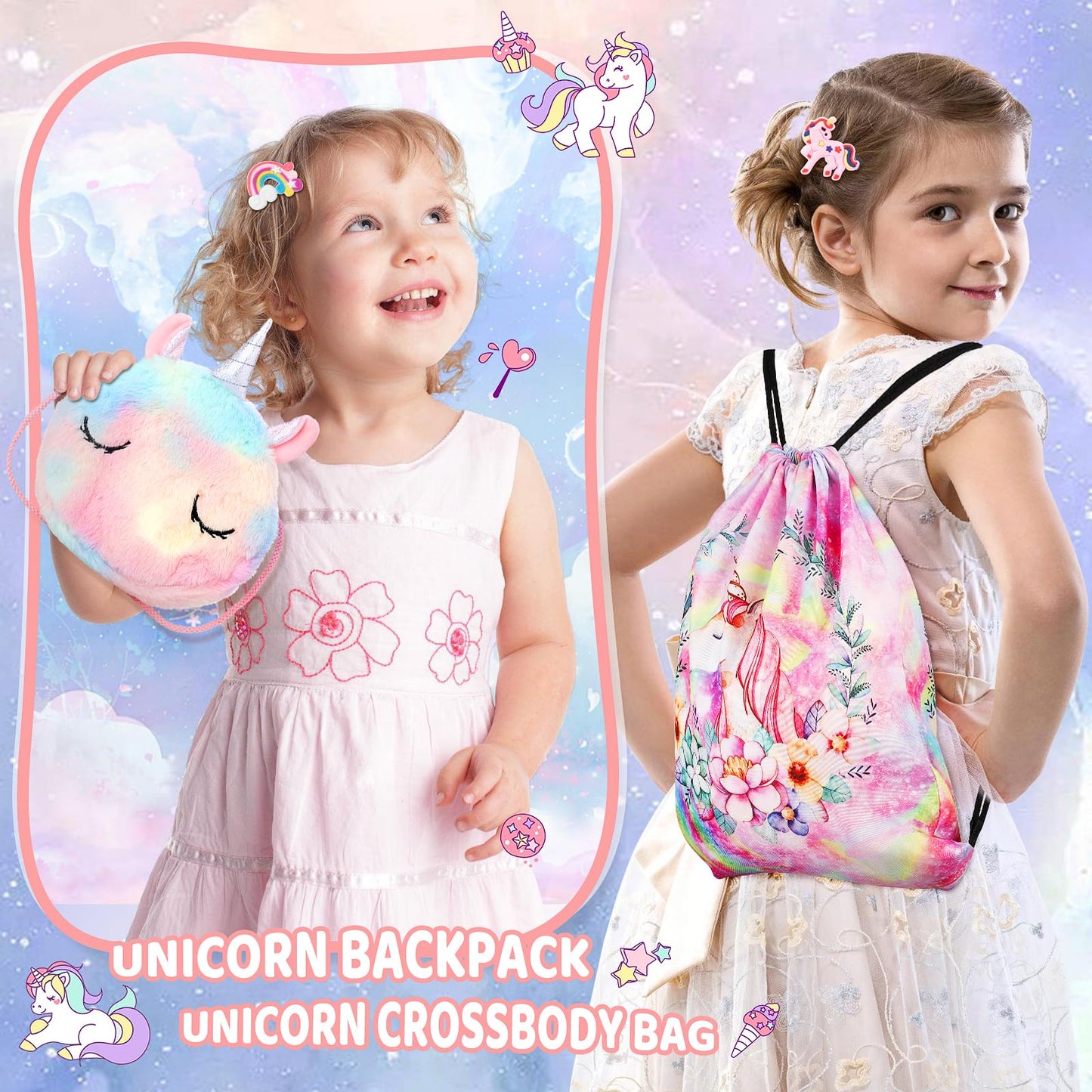 Runeaoys Unicorn Toys Gift Set for Girls 3-10 | Glow Blanket & Water Bottle