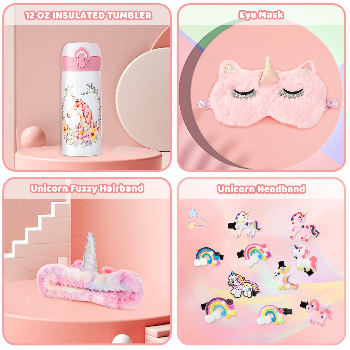 Runeaoys Unicorn Toys Gift Set for Girls 3-10 | Glow Blanket & Water Bottle