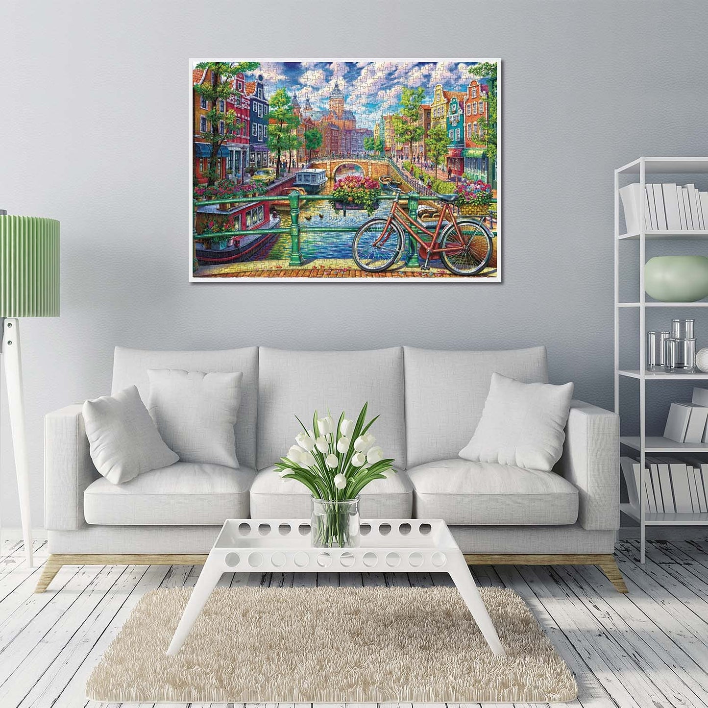 Runlycan 1000-Piece Jigsaw Puzzle: Amsterdam Canal Scene for Adults, Family Fun & Relaxing Challenge