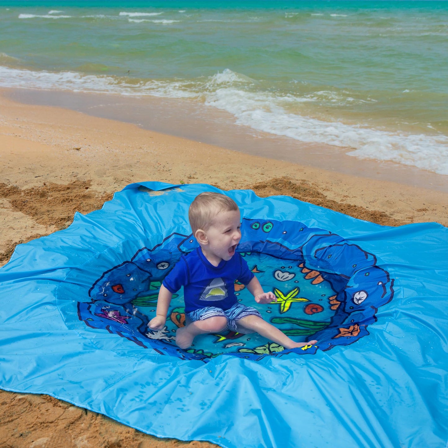 RunNico 6.6x6.6 ft Portable Baby Beach Pool & Puddle Mat