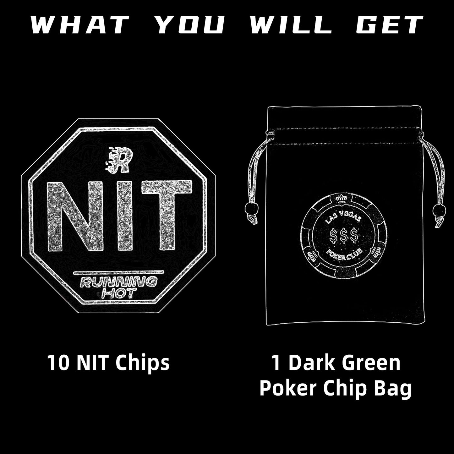 RUNNING HOT 10-Pc Nit Button Set for Texas Hold'em & Omaha – Stand-Up Poker (Octagon Gold)