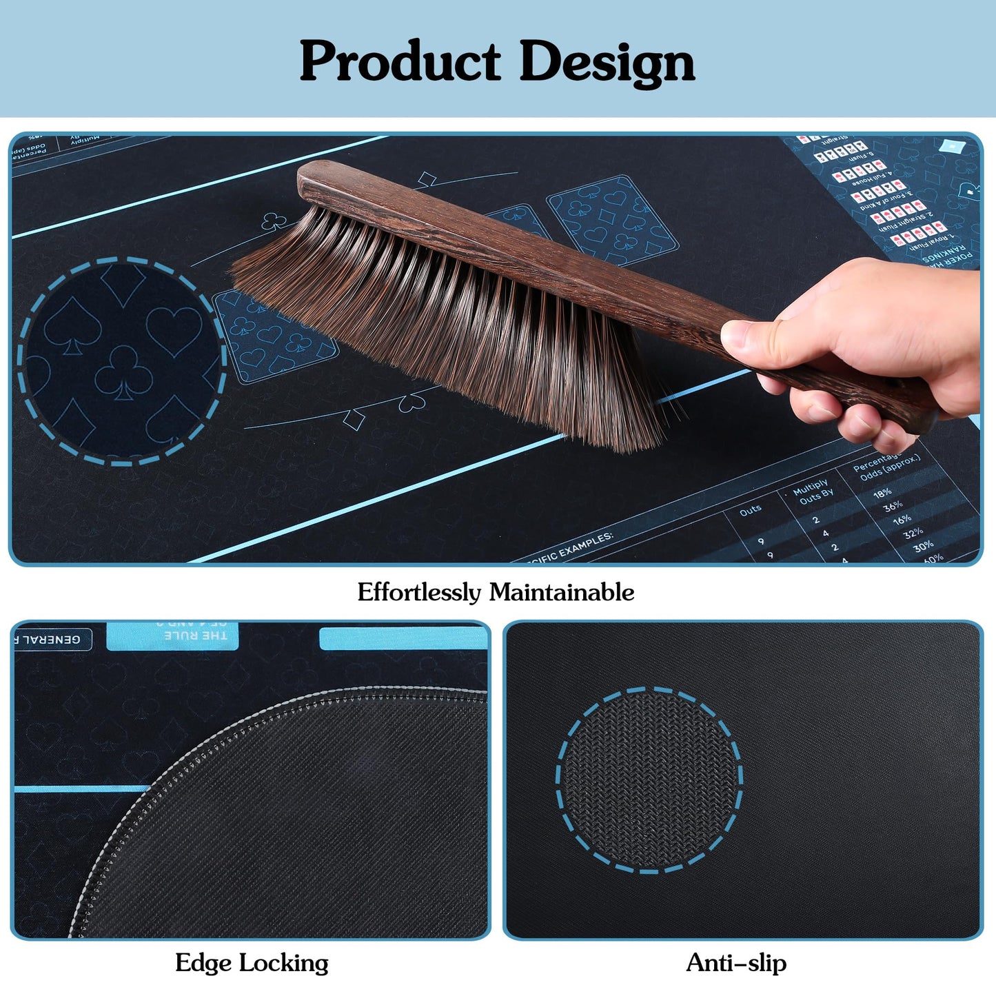 RUNNING HOT Exclusive Pro Poker Mat – 70x35, Anti-Slip, Foldable with Probability Guide & Carry Bag