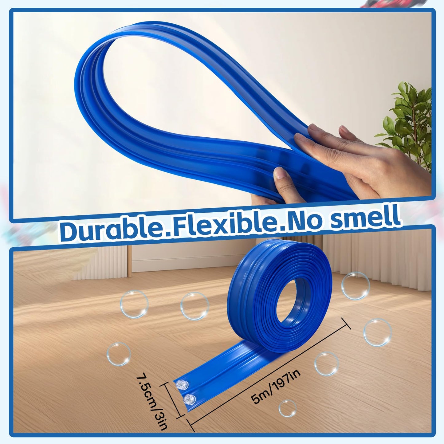 RuoKmaxx 16.5ft Flexible Race Track for Hot Wheels 1/64 Cars – Indoor/Outdoor (Blue2)