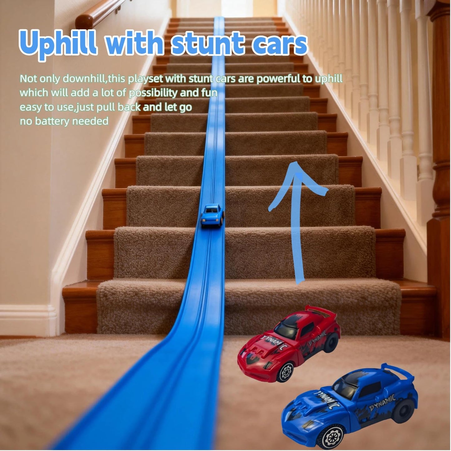 RuoKmaxx 16.5ft Flexible Race Track for Hot Wheels 1/64 Cars – Indoor/Outdoor (Blue2)