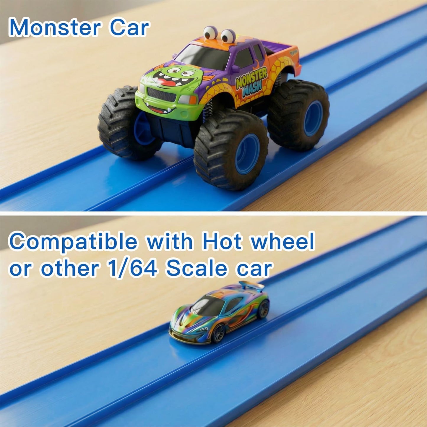 RuoKmaxx 16.5ft Flexible Race Track for Hot Wheels 1/64 Cars – Indoor/Outdoor (Blue2)