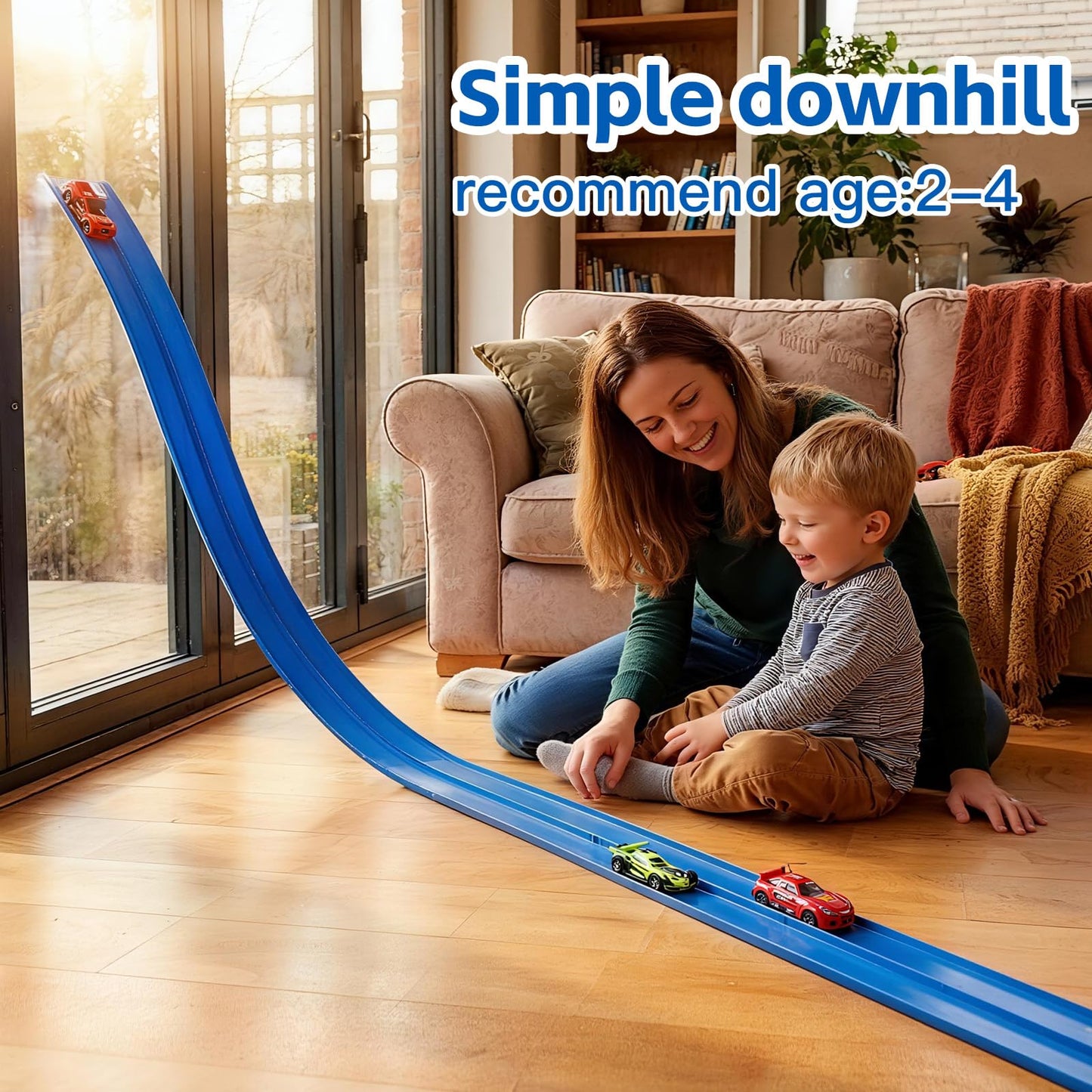 RuoKmaxx 16.5ft Flexible Race Track for Hot Wheels 1/64 Cars – Indoor/Outdoor (Blue2)