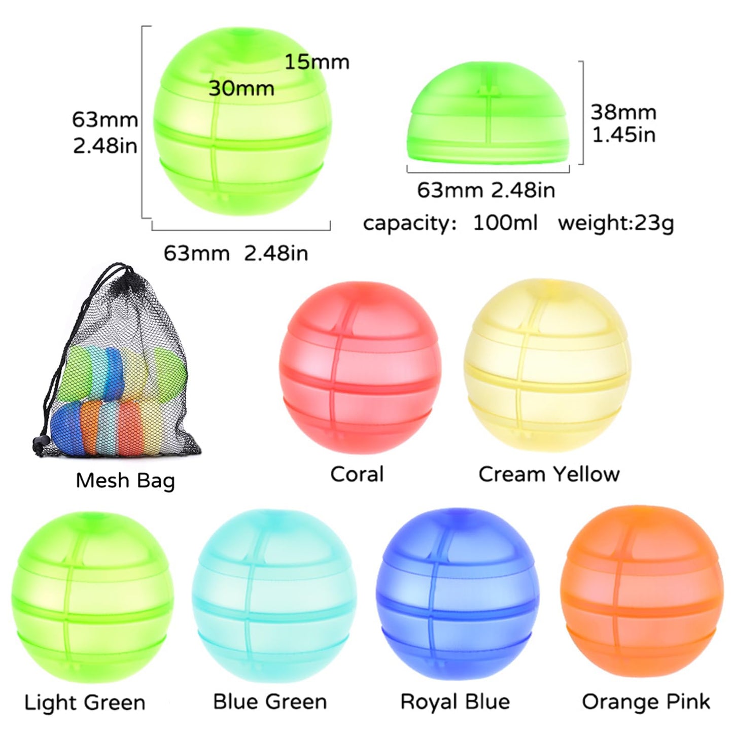 RURING Reusable Water Balloons for Kids – 24 Silicone Self-Sealing Balloons with Mesh Bag