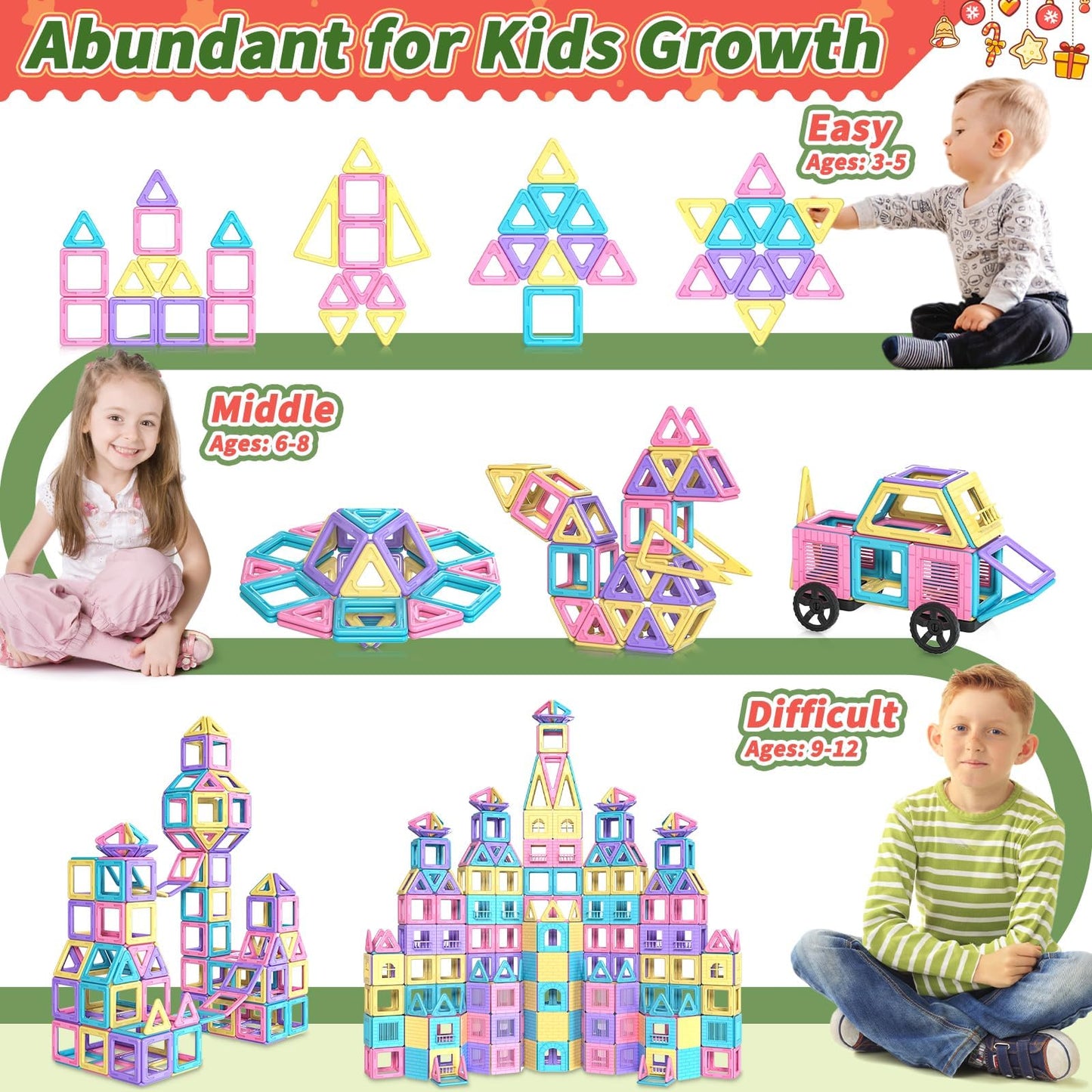 Rurvale 100Pcs Magnetic Blocks Set – STEM Building Tiles for Kids 3-8