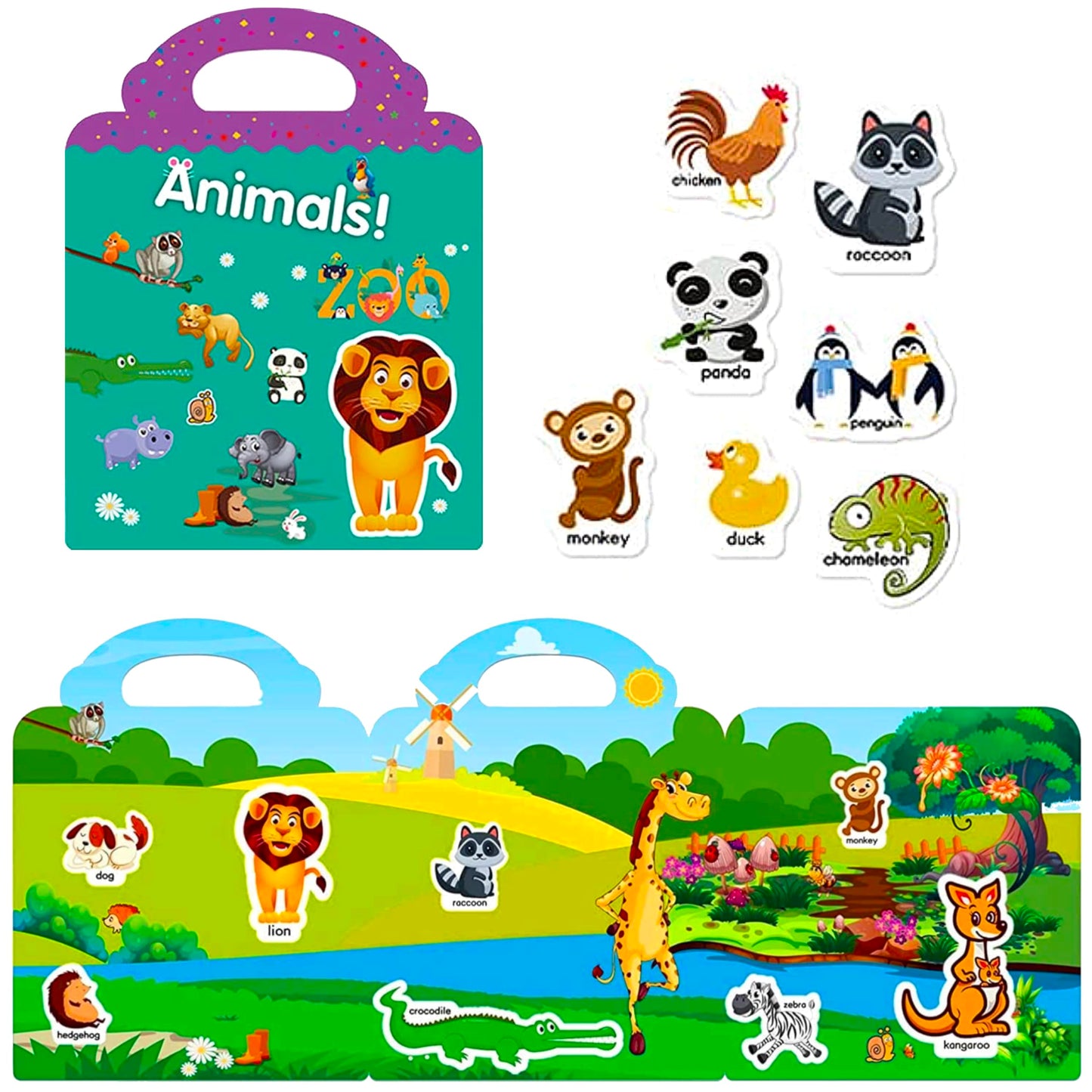 RUSON Reusable Sticker Book for Kids | Animal Stickers & Travel Play