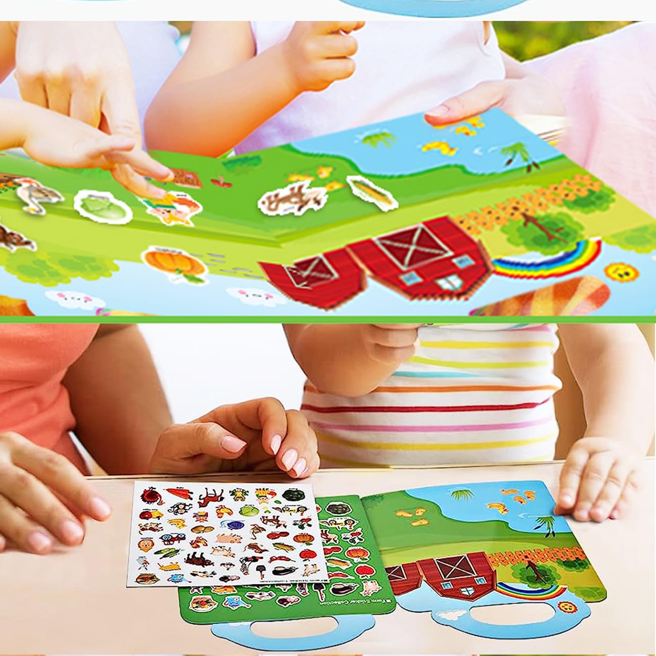 RUSON Reusable Farm Sticker Book for Kids – Travel Activity & Learning Stickers (Ages 3+)