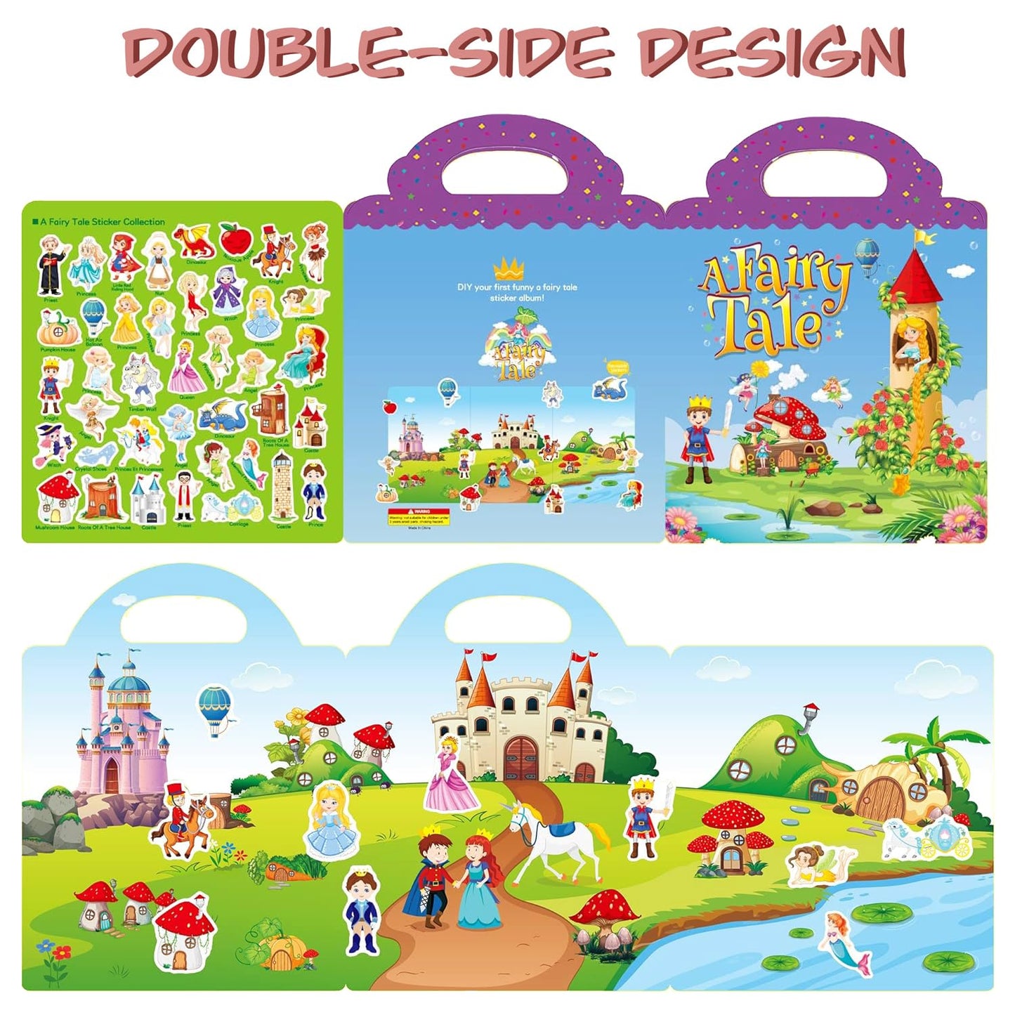 RUSON Reusable Sticker Book for Kids – Fairy Stickers, Travel Activity Book (Age 3+)