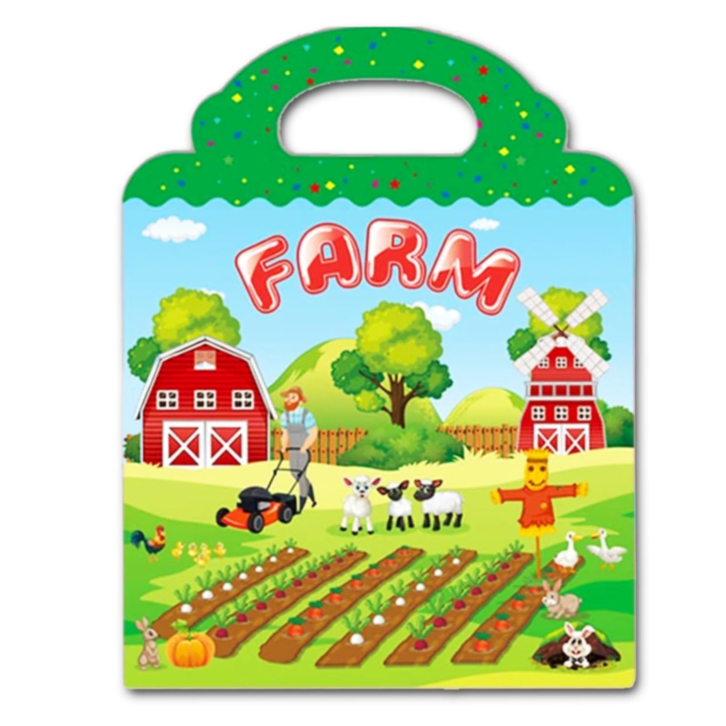 RUSON Reusable Farm Sticker Book for Kids – Travel Activity & Learning Stickers (Ages 3+)