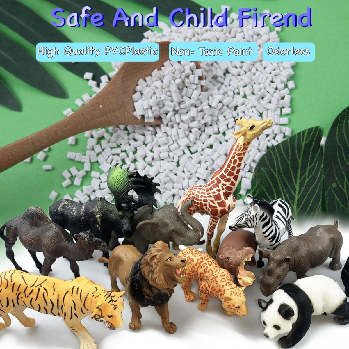 RUSON 12 Pcs Realistic Jungle Animal Figures – Safari Zoo Playset for Kids