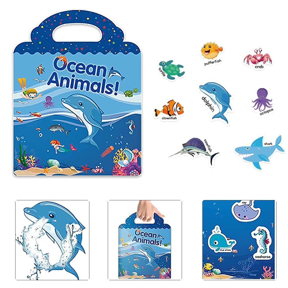 RUSON Reusable Ocean Sticker Book for Kids – Educational Travel Activity for Ages 3+
