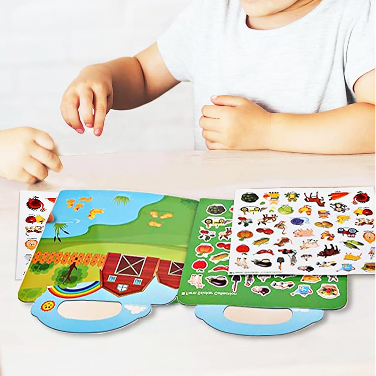 RUSON Reusable Farm Sticker Book for Kids – Travel Activity & Learning Stickers (Ages 3+)
