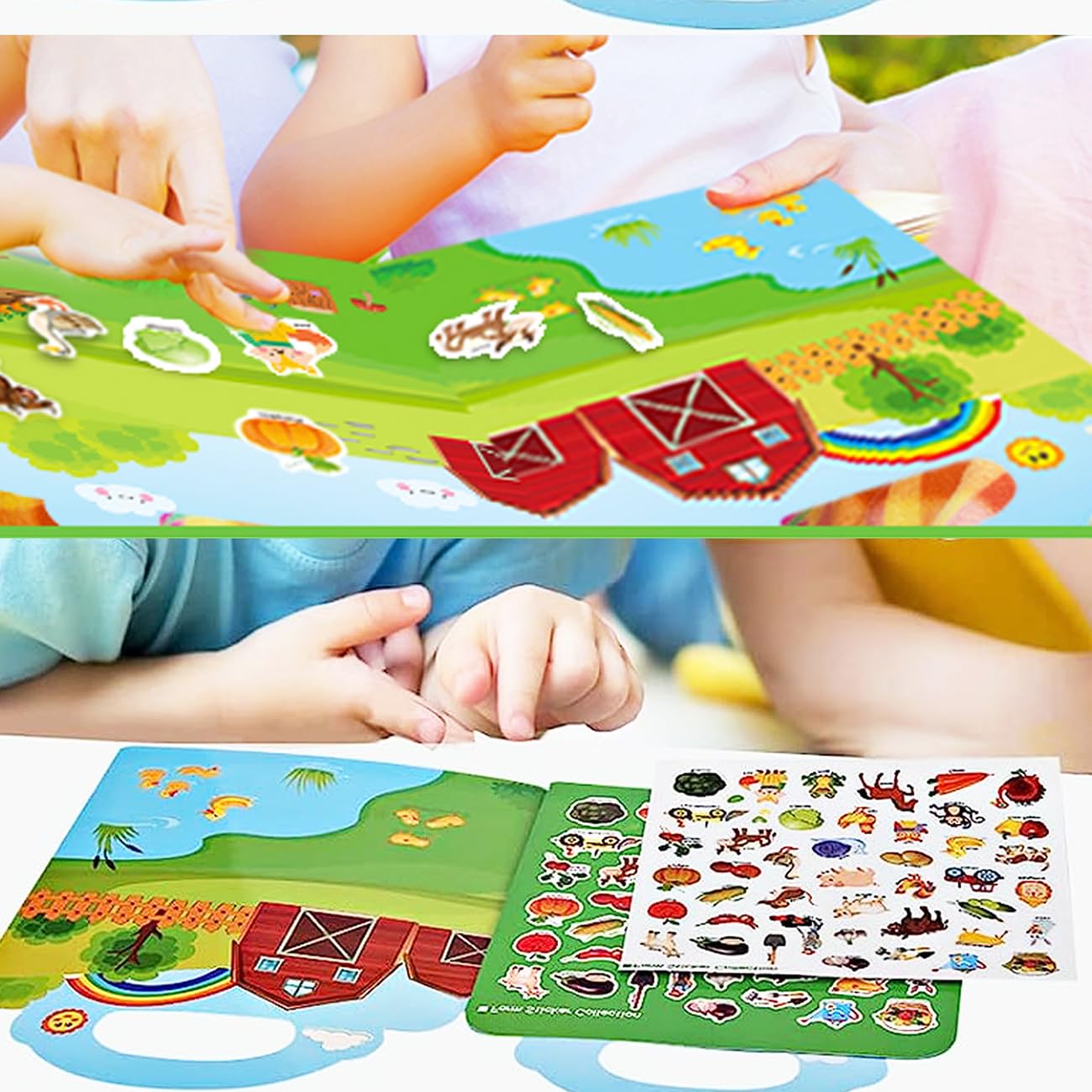 RUSON Reusable Farm Sticker Book for Kids – Travel Activity & Learning Stickers (Ages 3+)