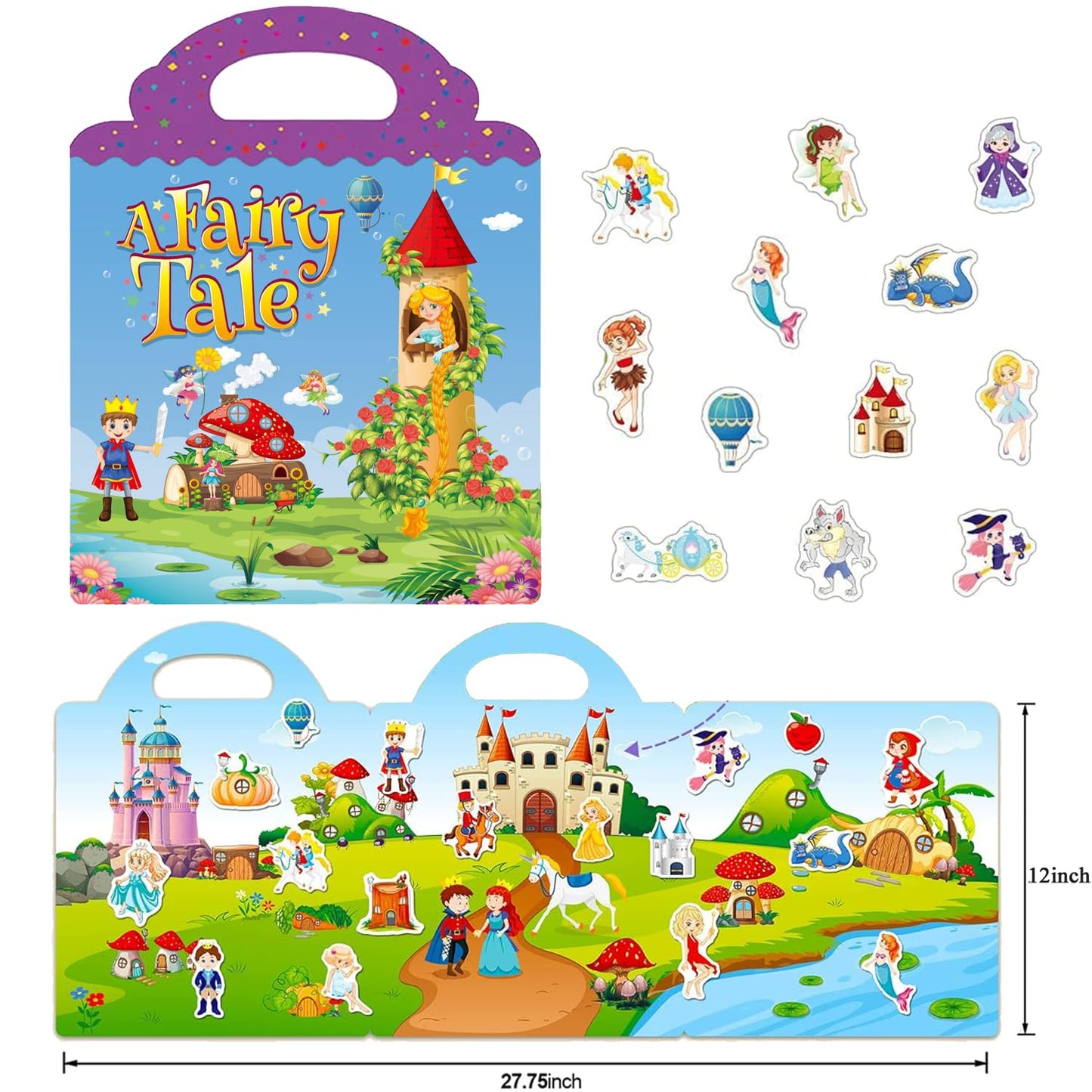 RUSON Reusable Sticker Book for Kids – Fairy Stickers, Travel Activity Book (Age 3+)