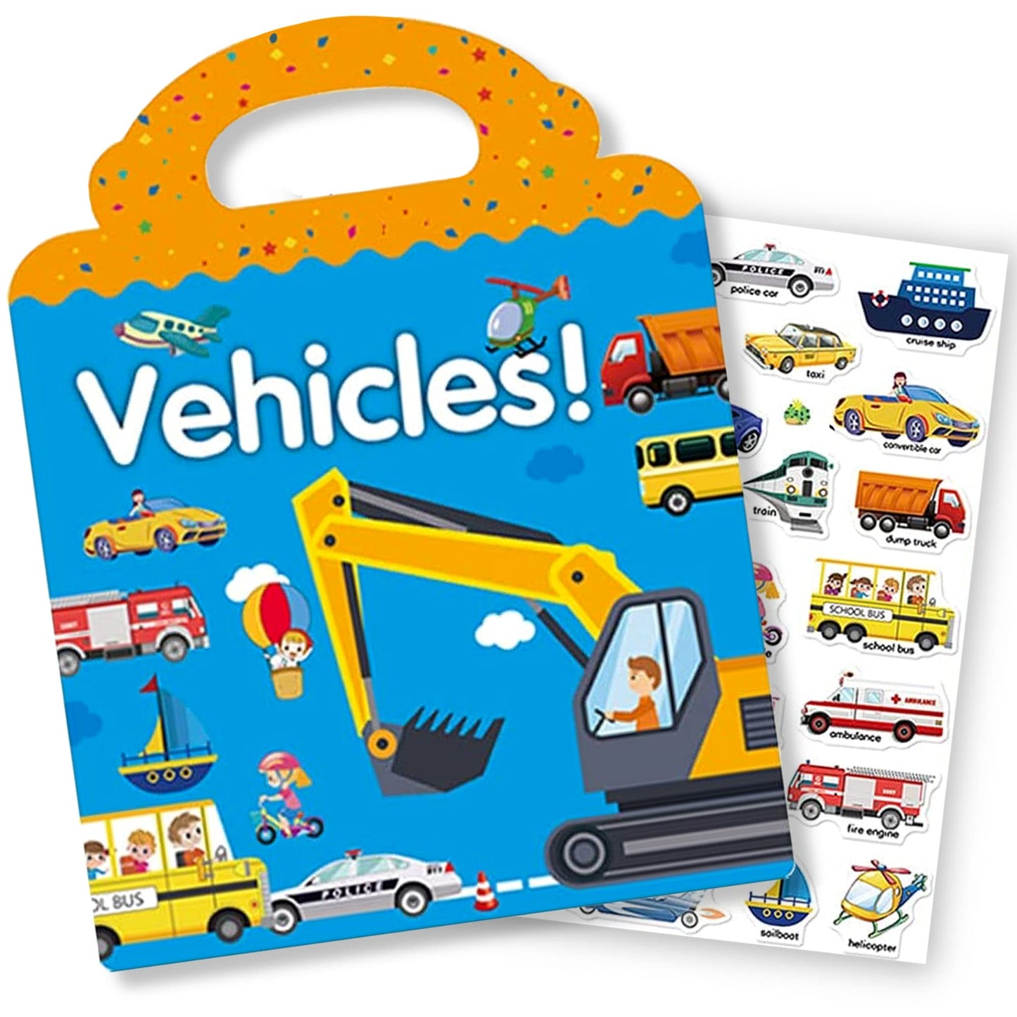 RUSON Reusable Sticker Book for Kids – Vehicles & Trucks | Educational Travel Activity Toy for Ages 3+