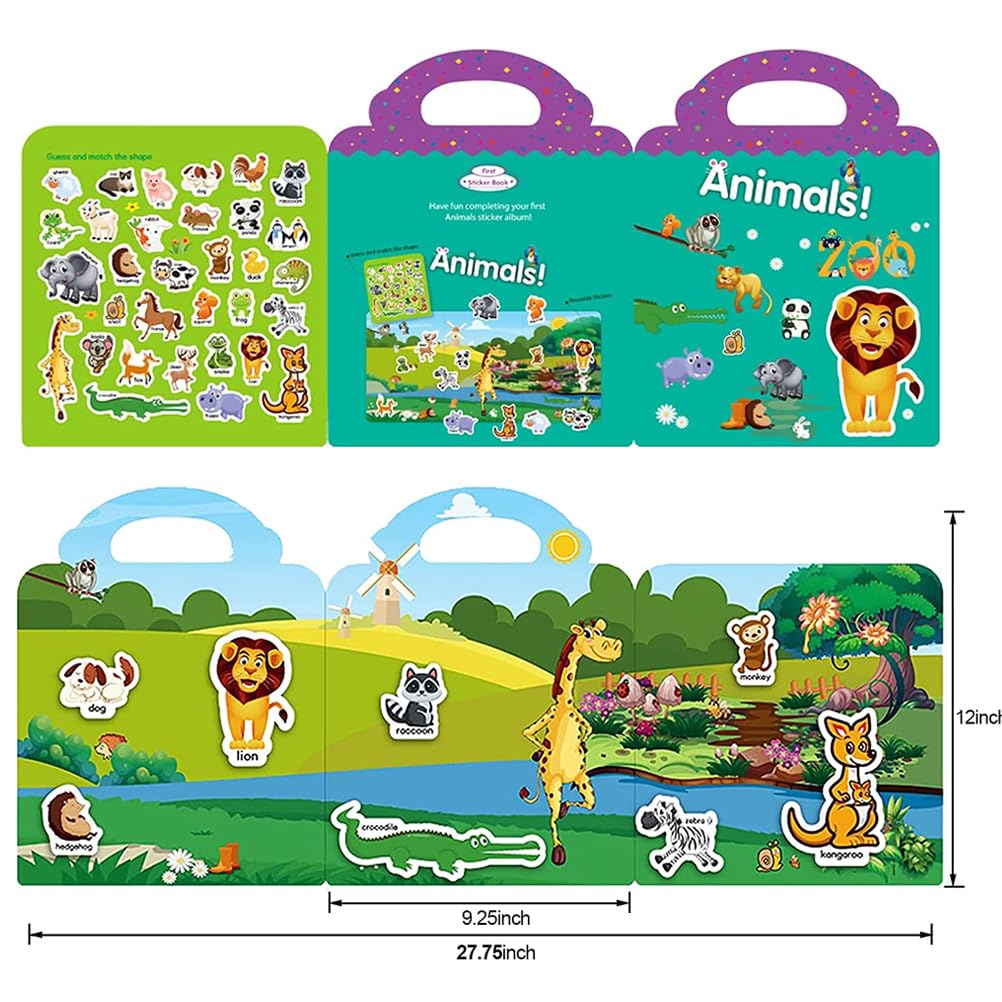 RUSON Reusable Sticker Book for Kids | Animal Stickers & Travel Play