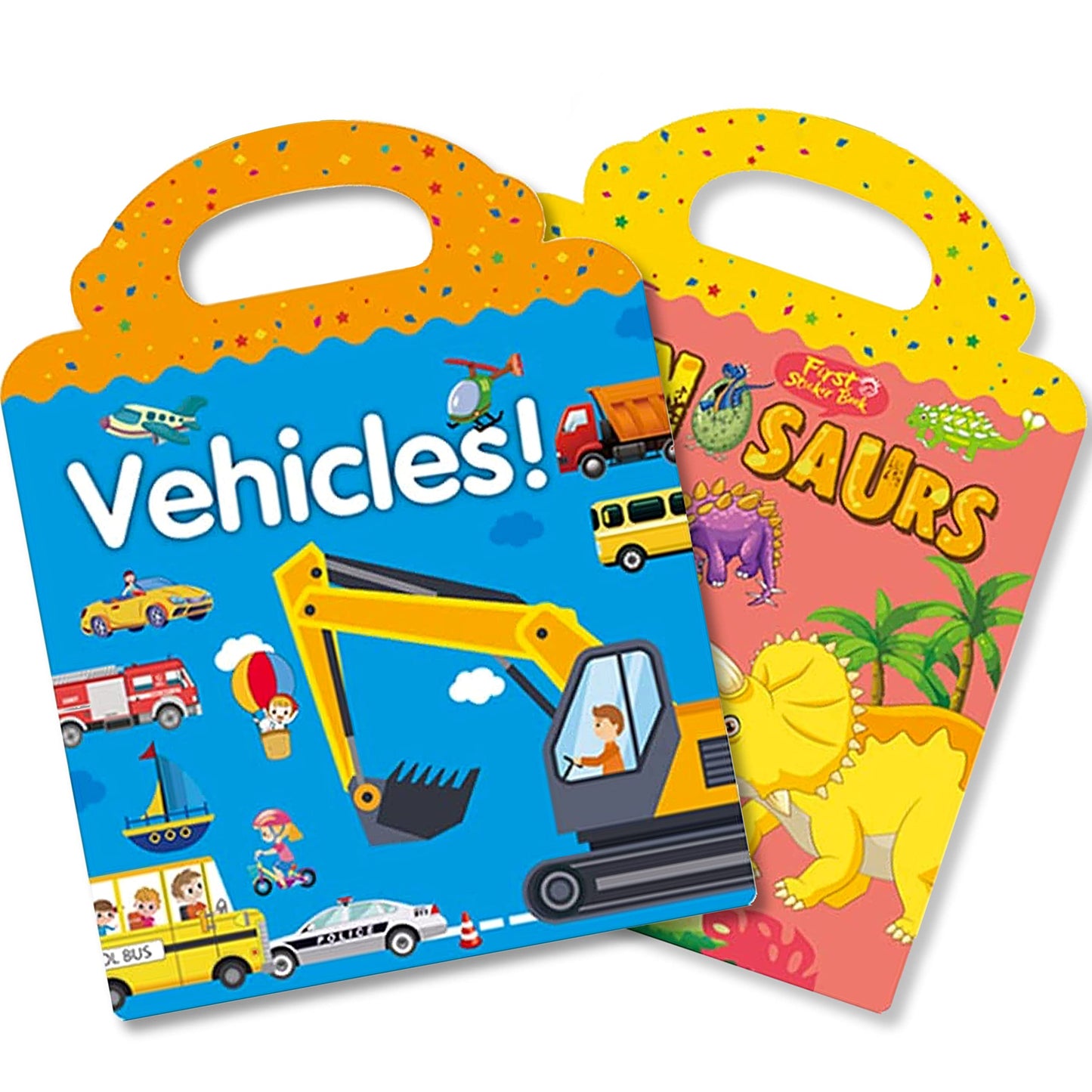 RUSON Reusable Sticker Book for Kids – Vehicles & Dinosaurs, Travel-Friendly Educational Sticker Book (Ages 3+)