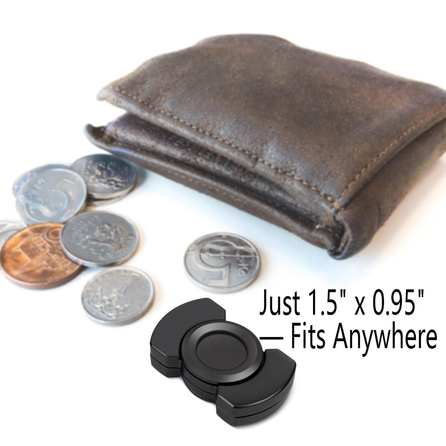 Rutanshenn 3-in-1 Fidget Spinner, Slider & Clicker — EDC Metal Toy, Stainless Steel, Black