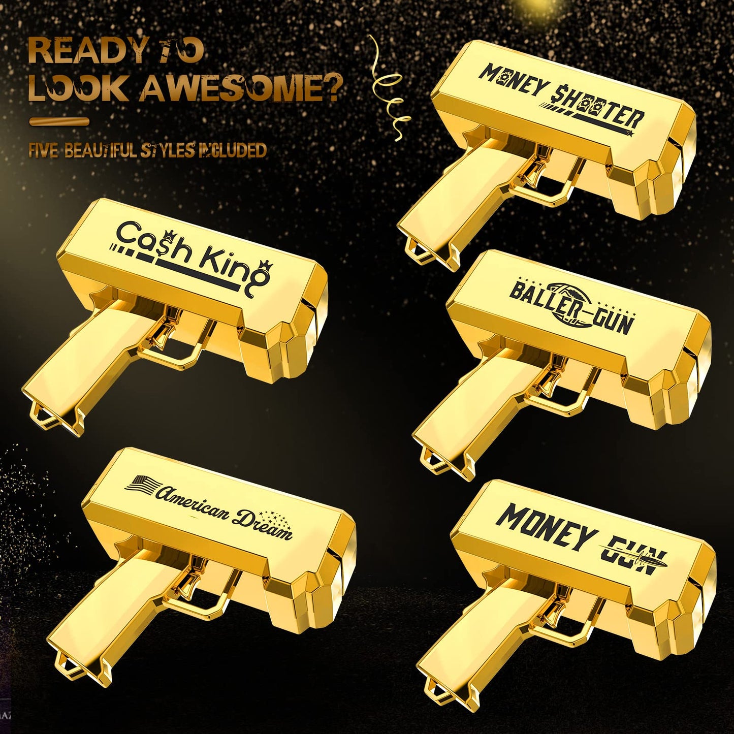 RUVINCE Money Gun Shooter – Real-Looking Rain Prop for Movies, Parties, and Games