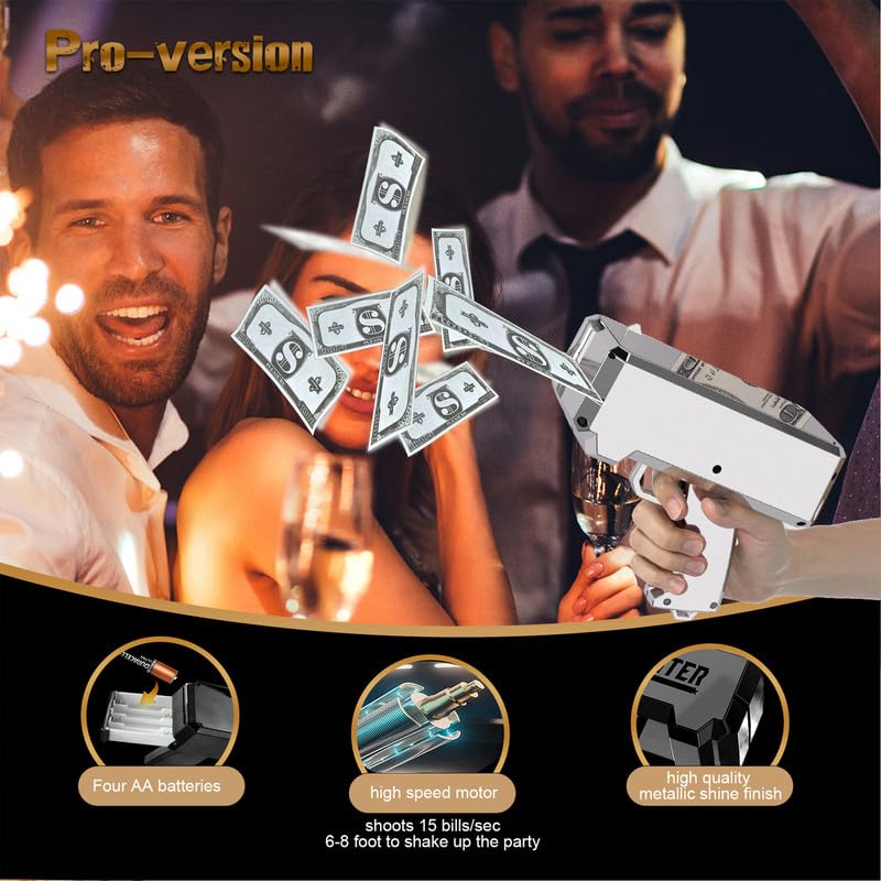 RUVINCE Money Gun Shooter – Realistic Rain Effects for Movies, Parties & Events