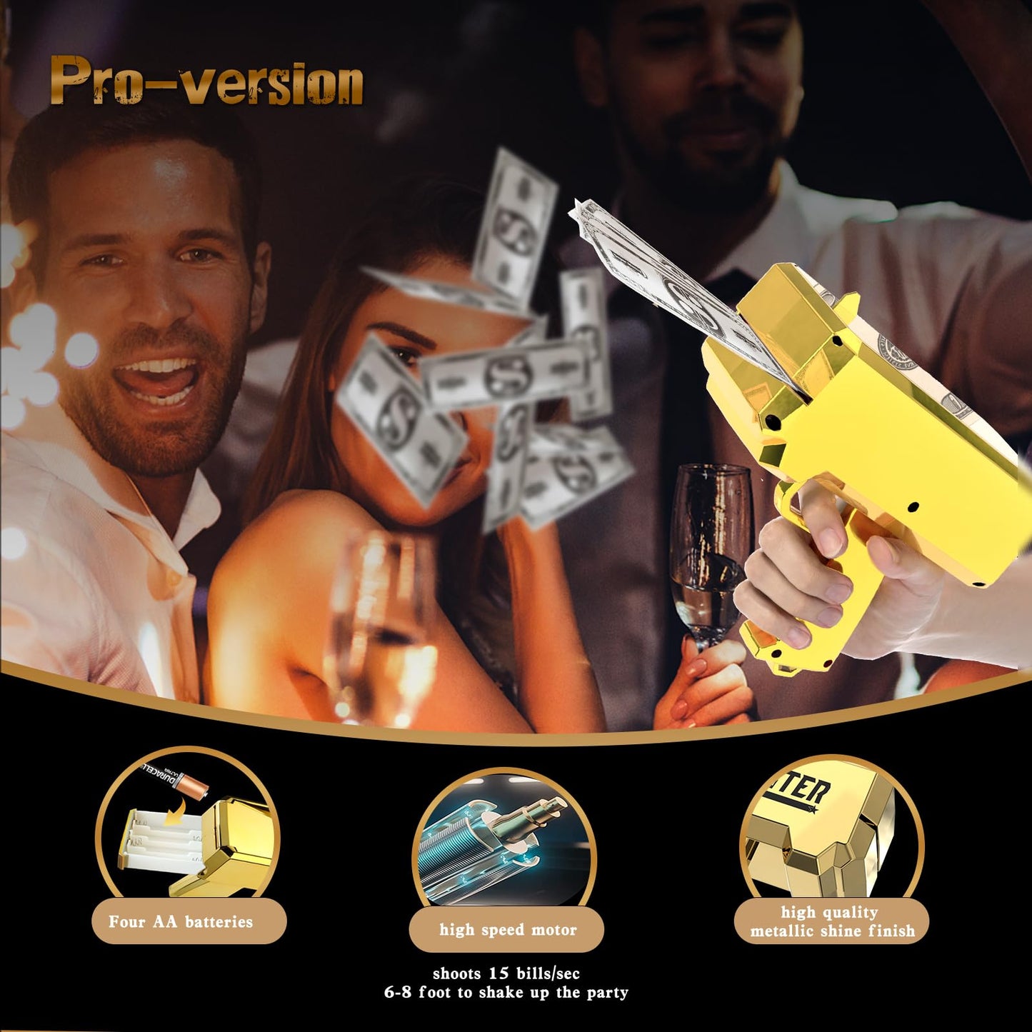 RUVINCE Money Gun Shooter – Real-Looking Rain Prop for Movies, Parties, and Games