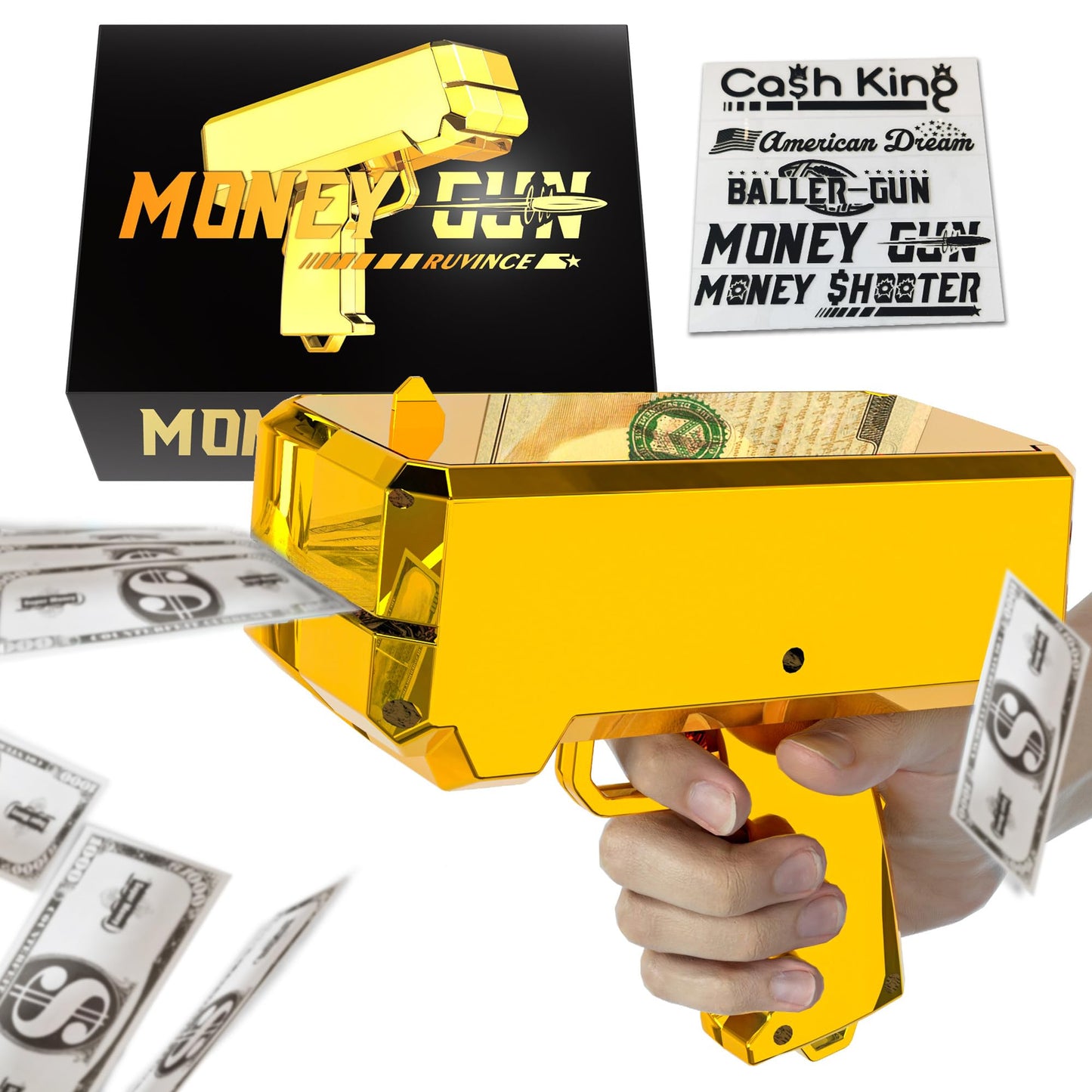 RUVINCE Money Gun Shooter – Real-Looking Rain Prop for Movies, Parties, and Games